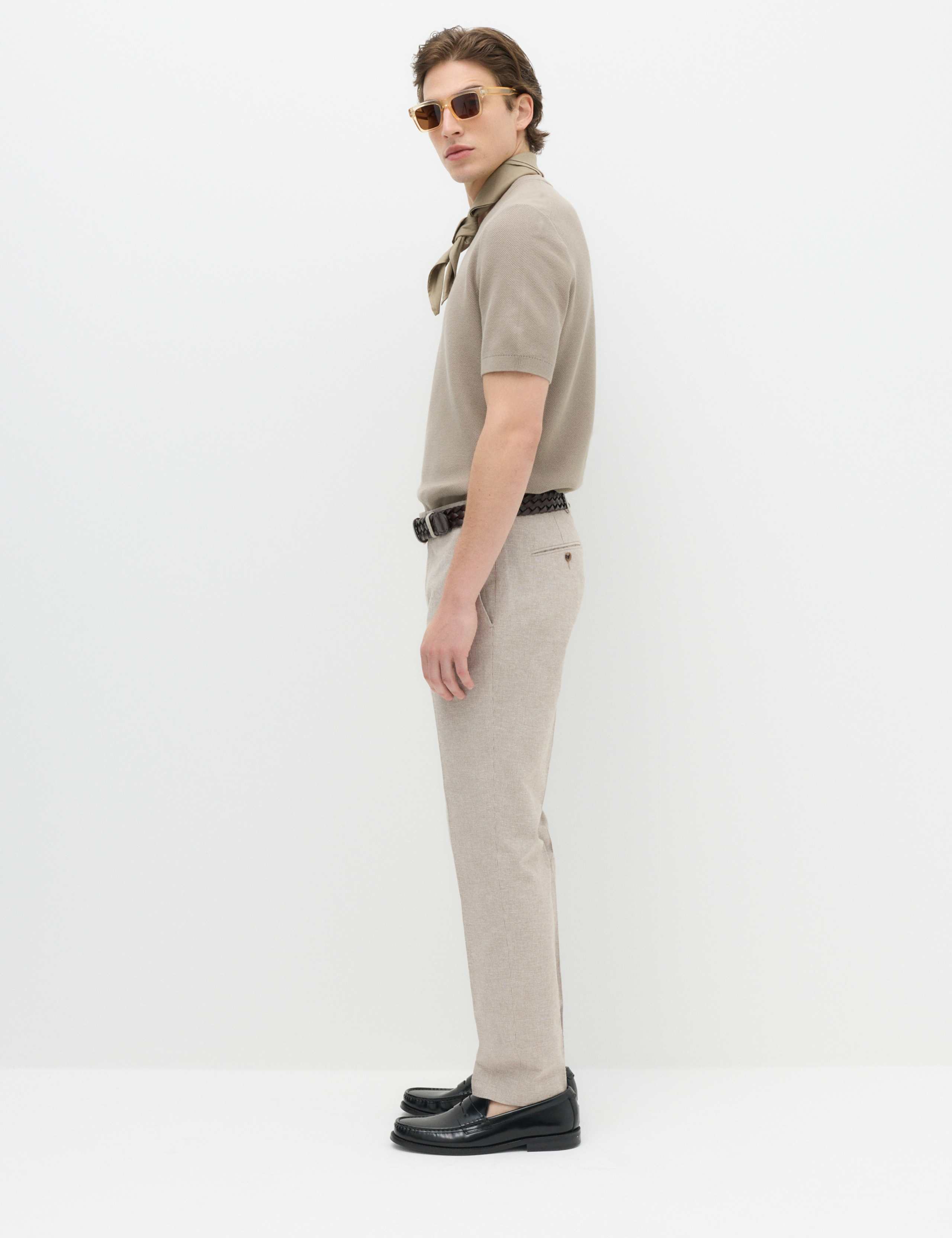 3 Piece Tailored Fit Cotton Linen Striped Suit 8 of 9