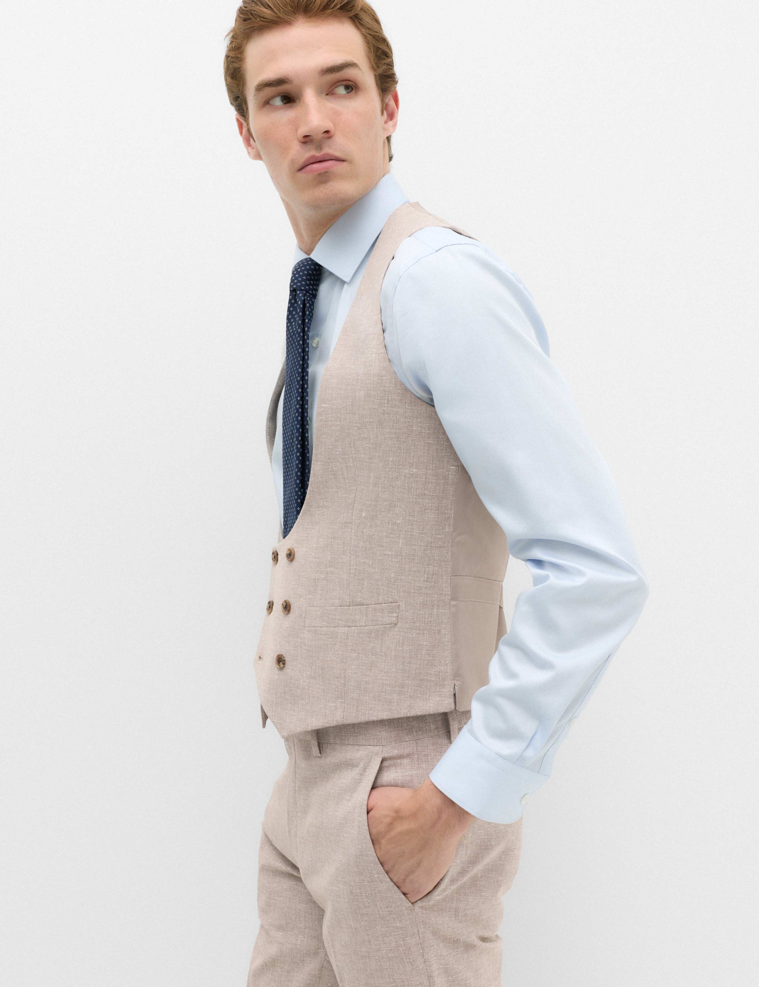 3 Piece Slim Fit Linen Blend Stretch Suit 9 of 9