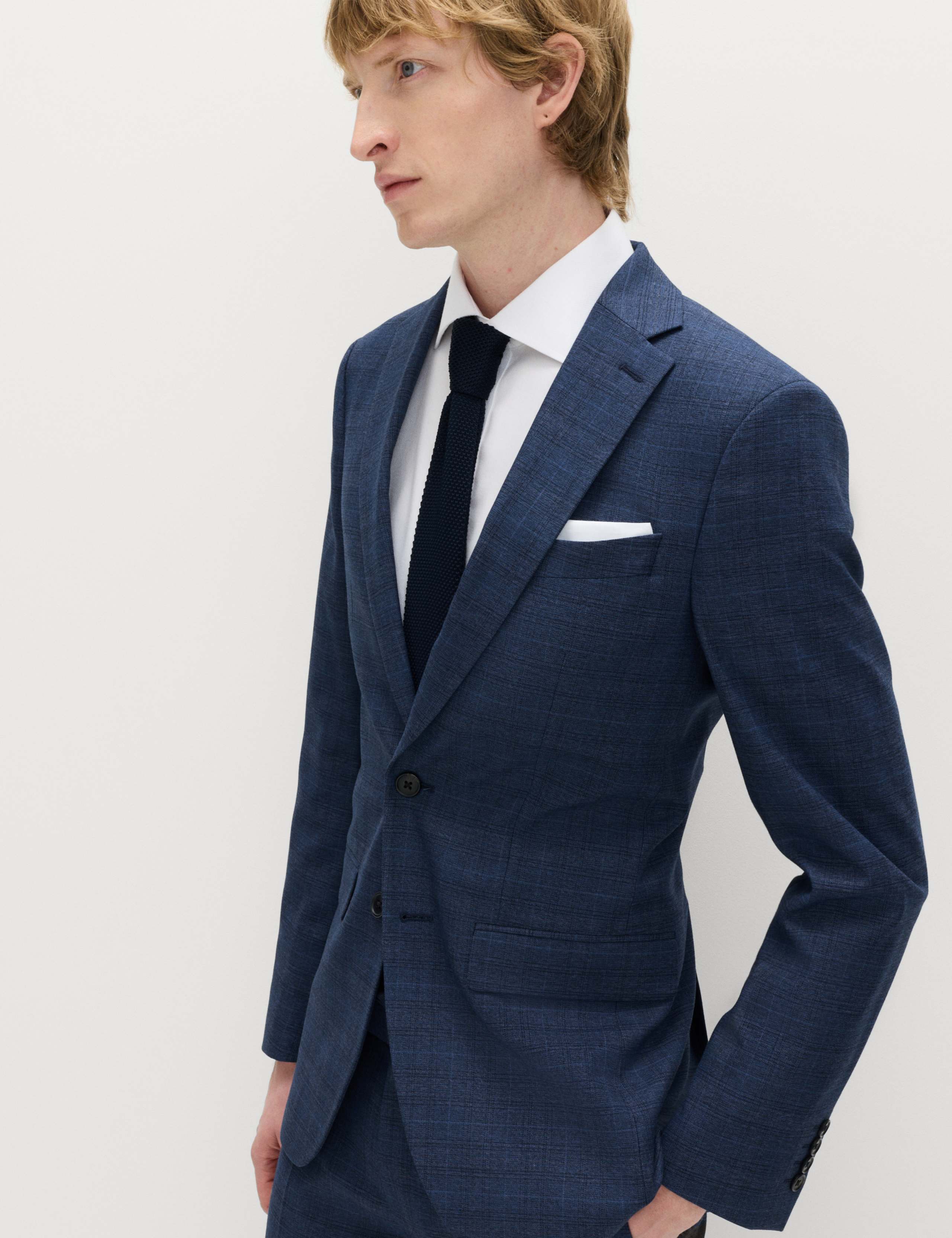 Slim Fit Textured Check Jacket