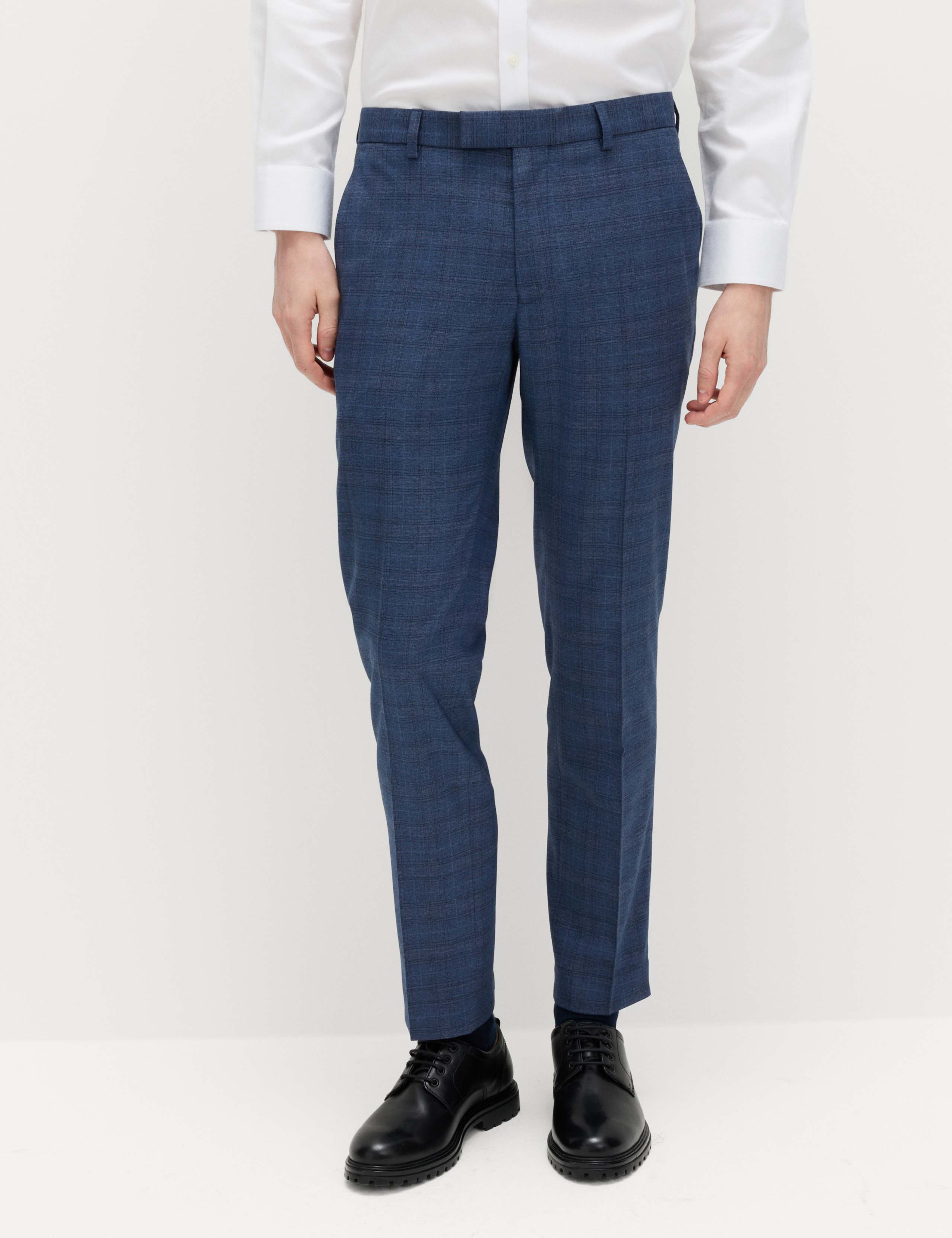 Slim Fit Textured Check Stretch Trousers