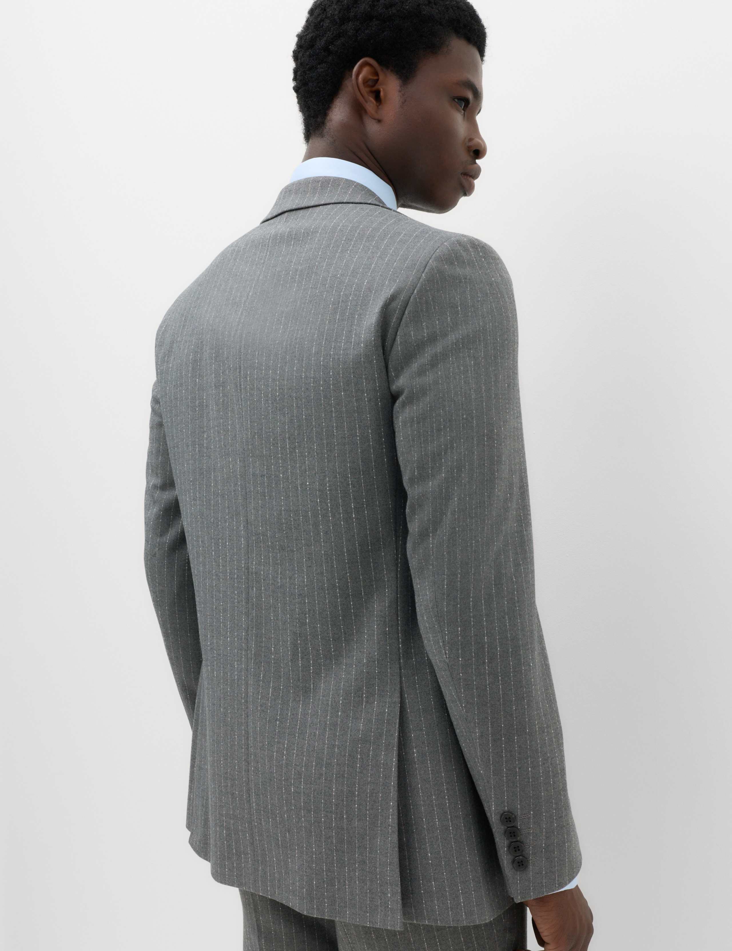 2 Piece Slim Fit Pin Stripe Stretch Suit 4 of 6