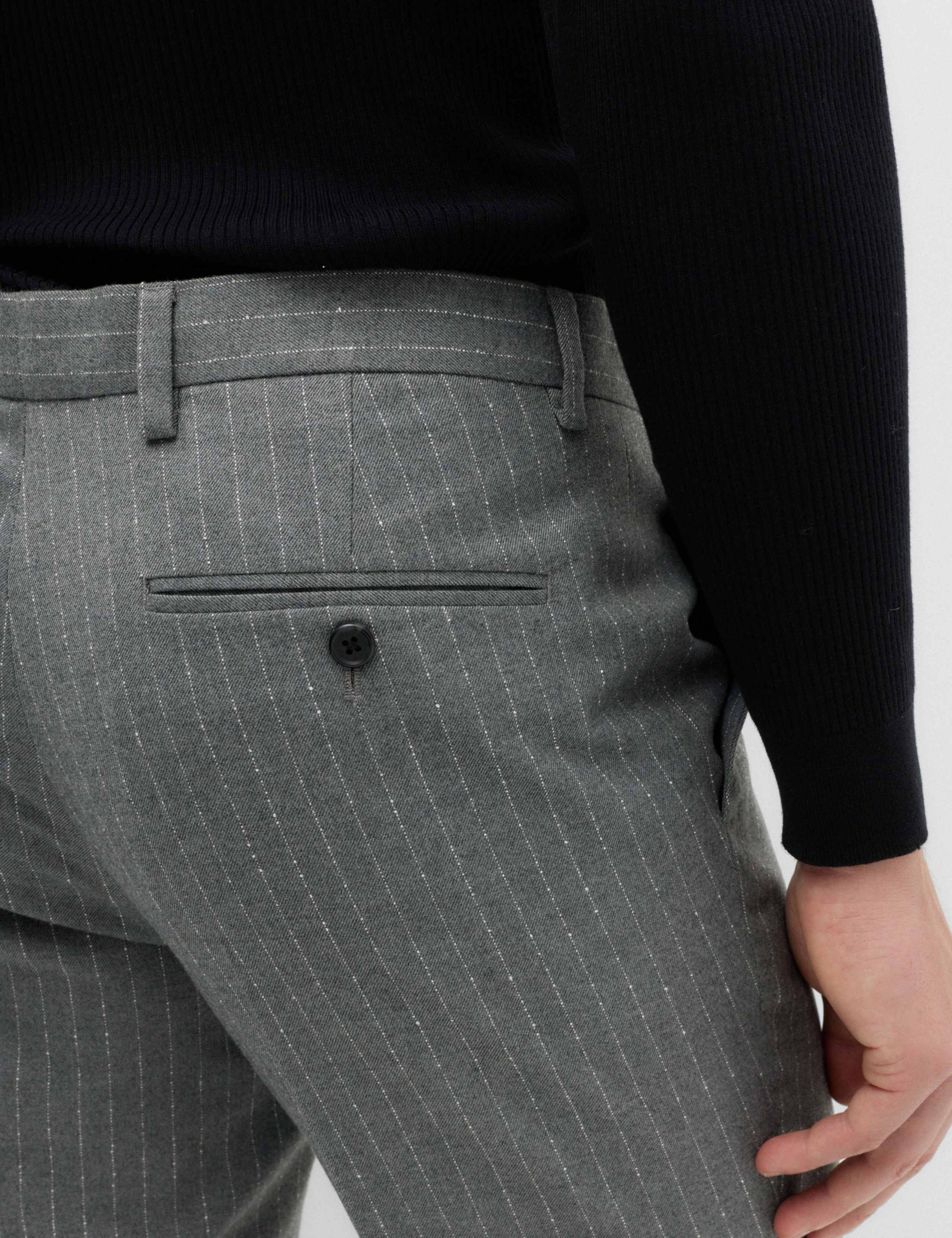 3 Piece Slim Fit Pin Stripe Stretch Suit 6 of 9