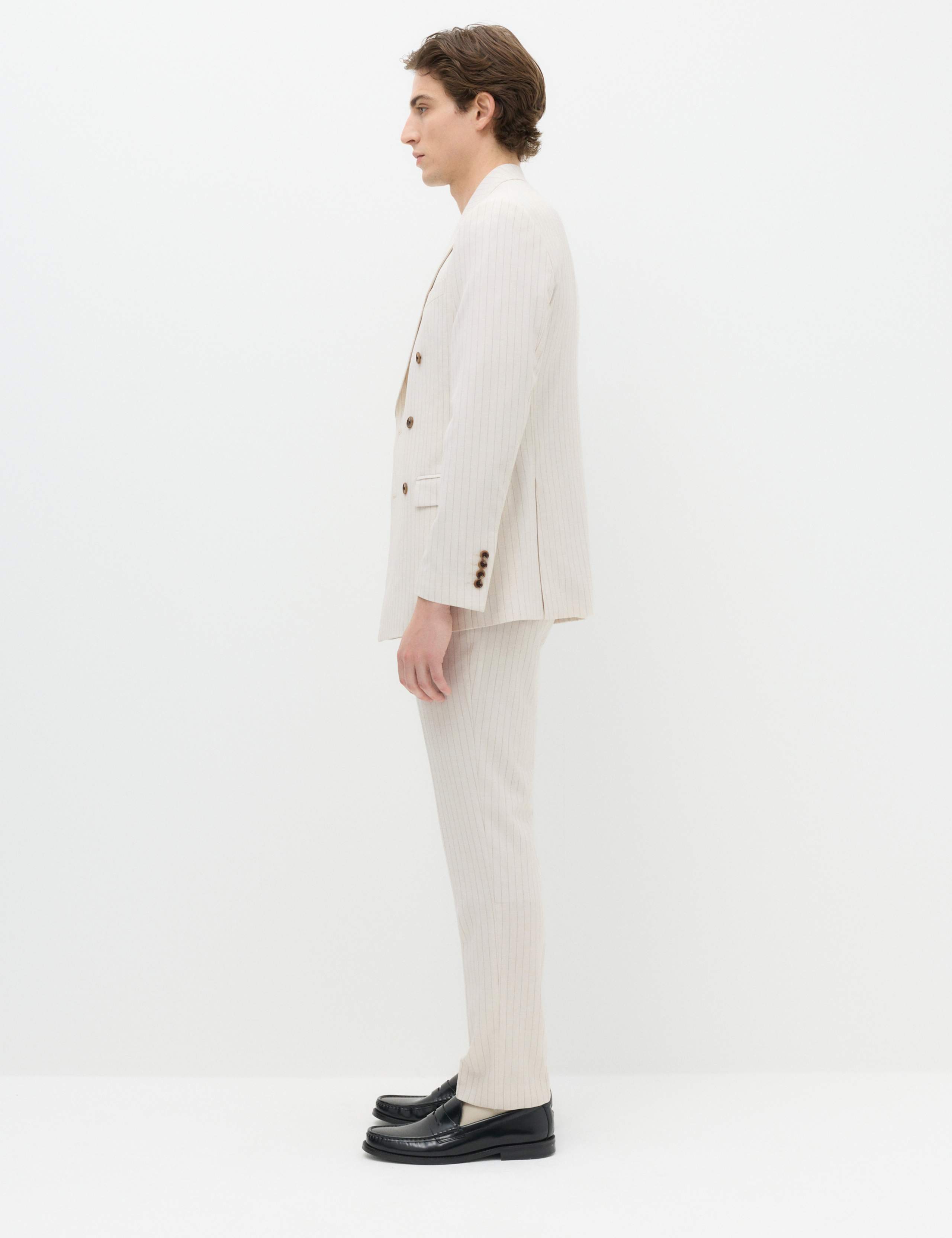 2 Piece Slim Fit Pinstripe Double Breasted Suit 4 of 6