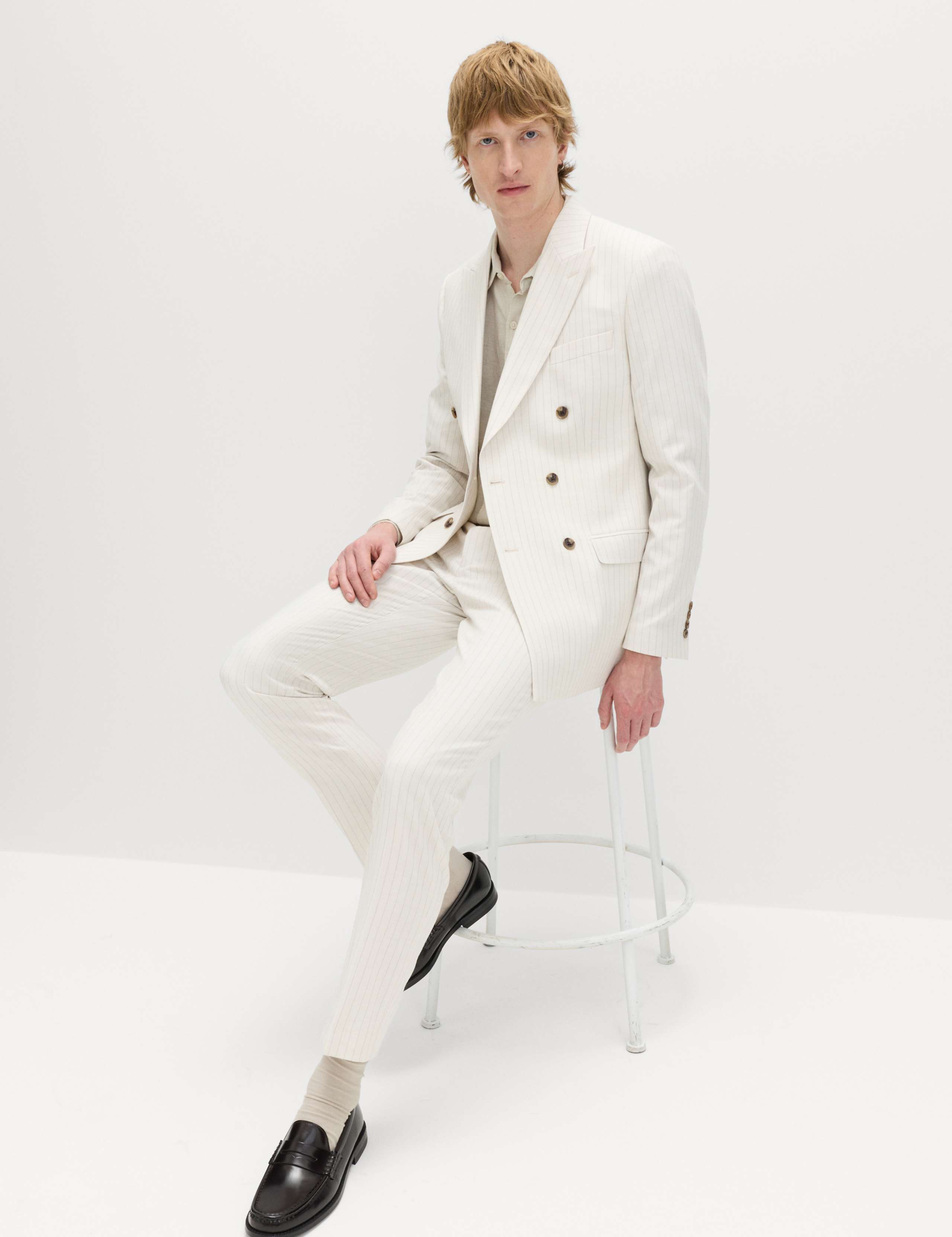 2 Piece Slim Fit Pinstripe Double Breasted Suit 6 of 6