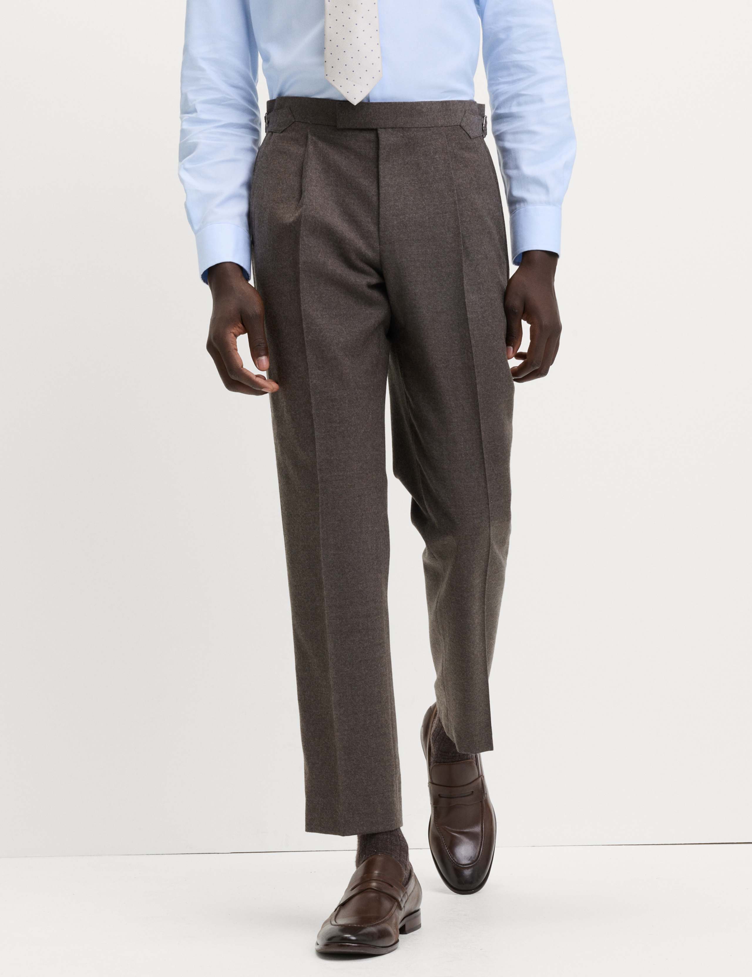 Regular Fit Pure Wool Flannel Suit Trousers