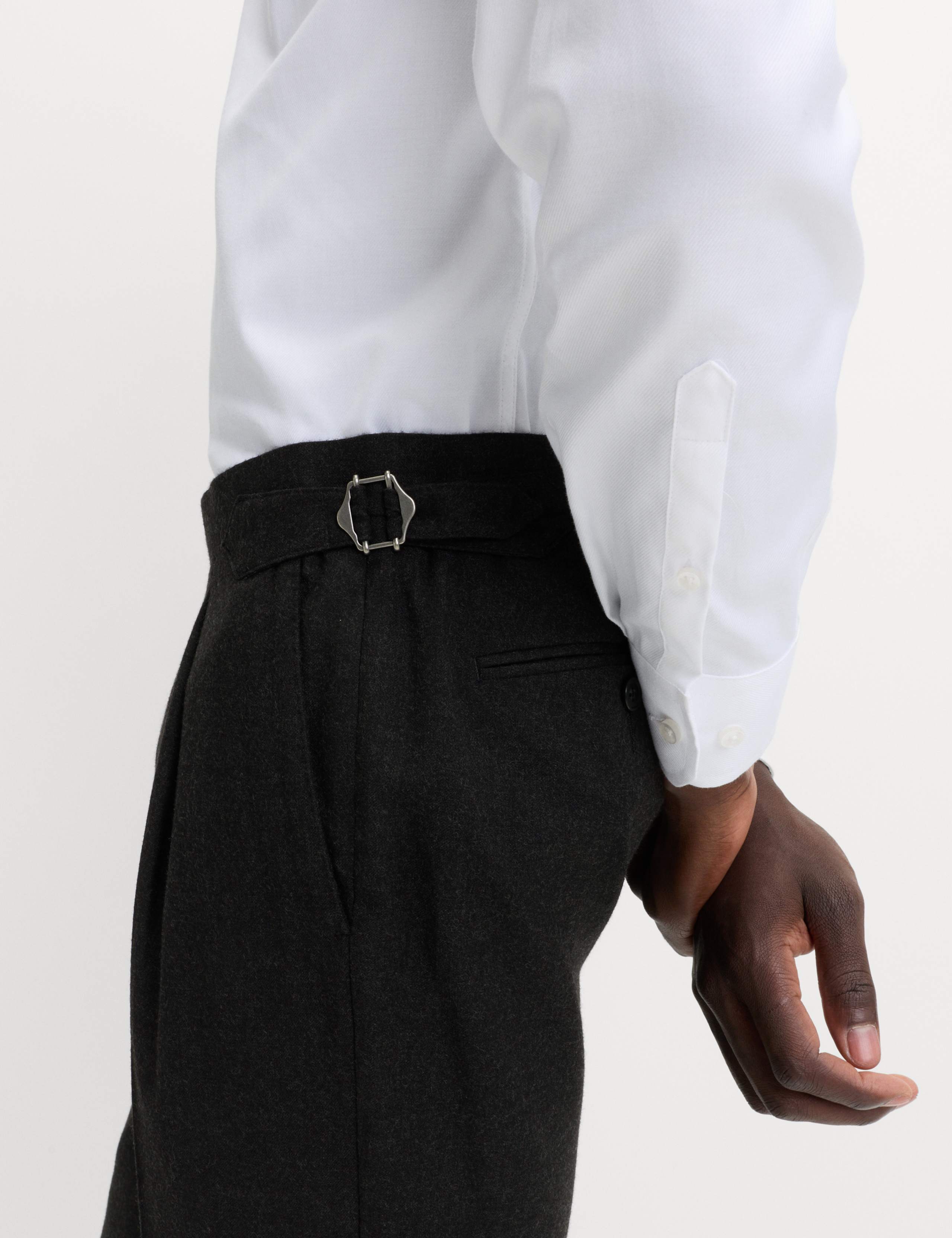 Regular Fit Pure Wool Flannel Suit Trousers