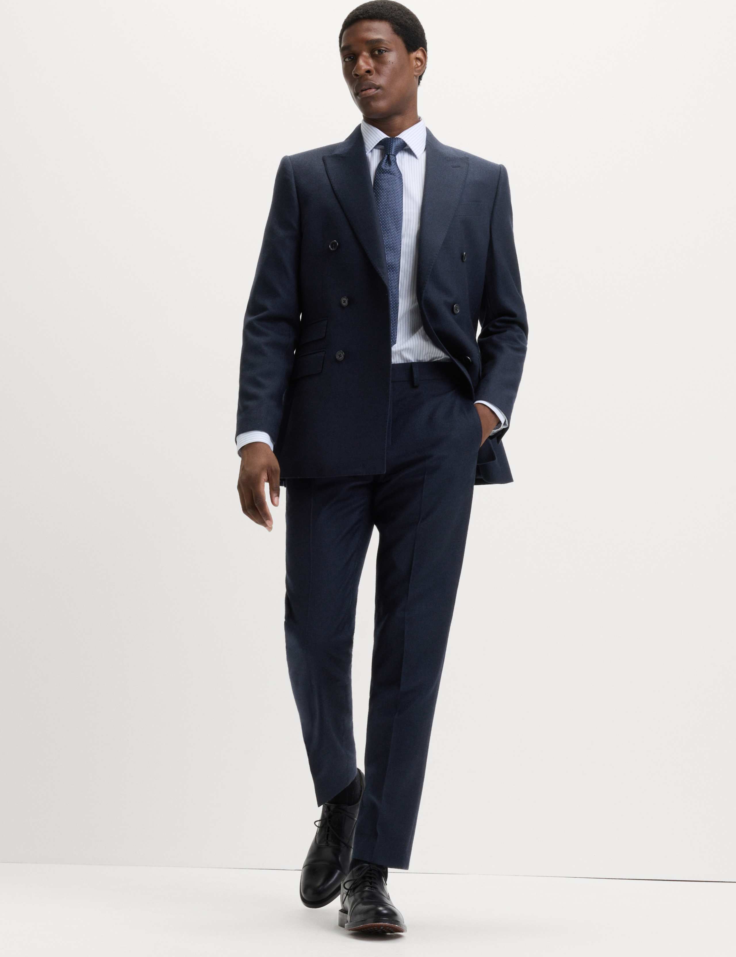 Slim Fit Pure Wool Checked Suit Trousers