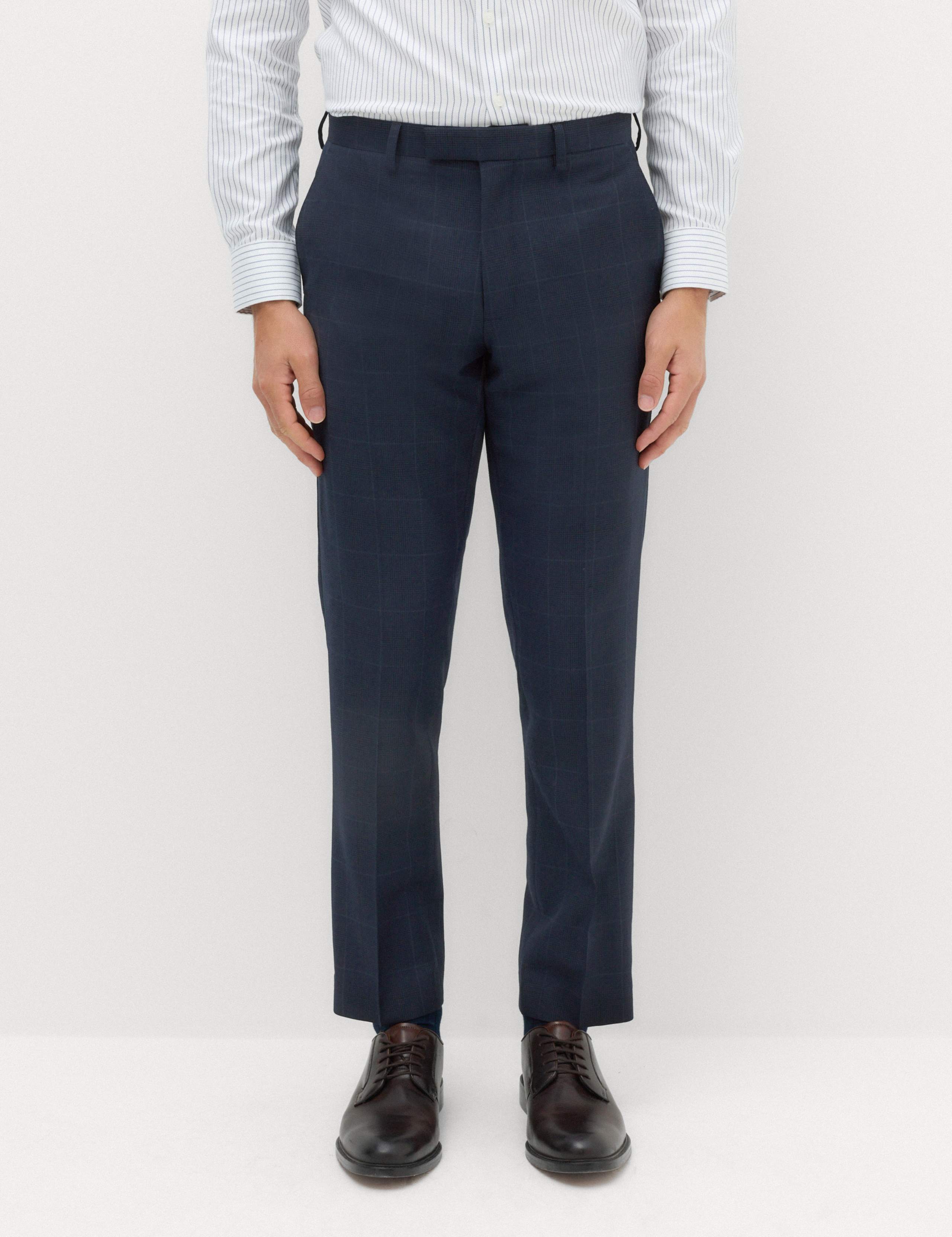 Regular Fit Pure Wool Check Suit Trousers