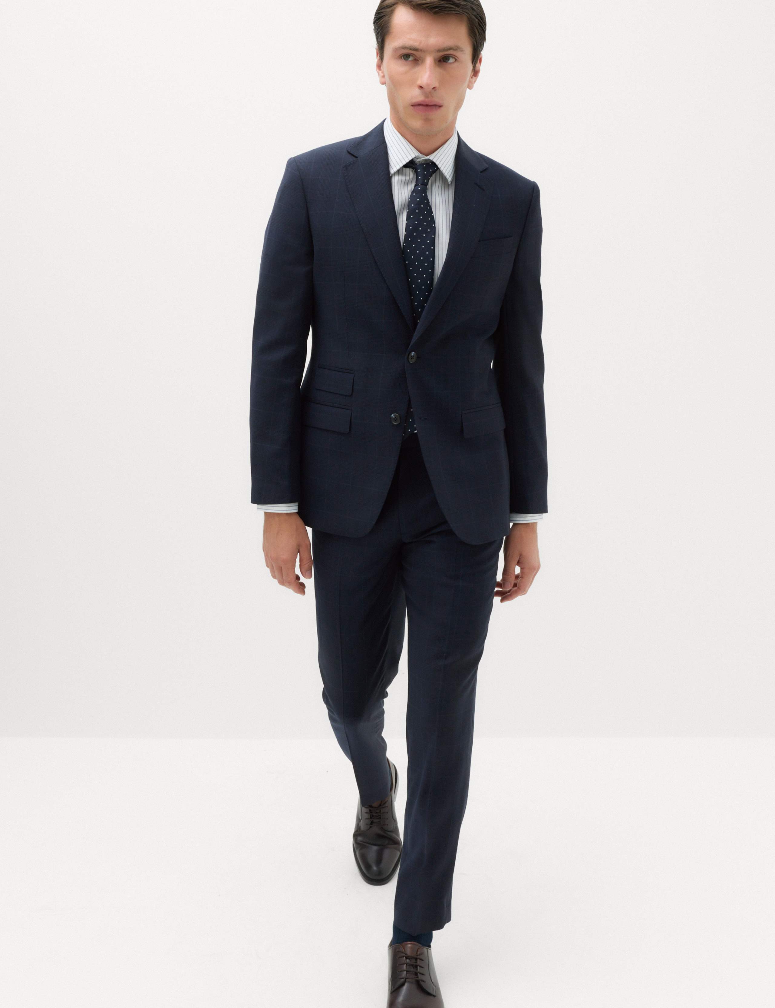 2 Piece Regular Fit Pure Wool Checked Suit 5 of 6