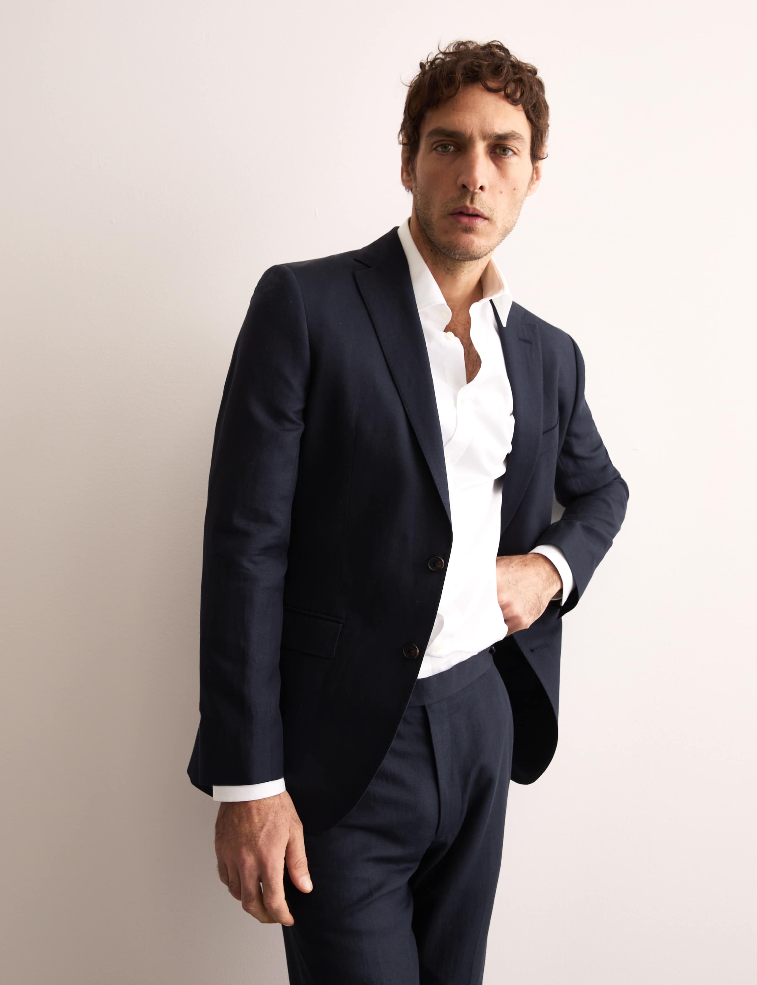 Tailored Fit Silk & Linen Blend Suit Jacket
