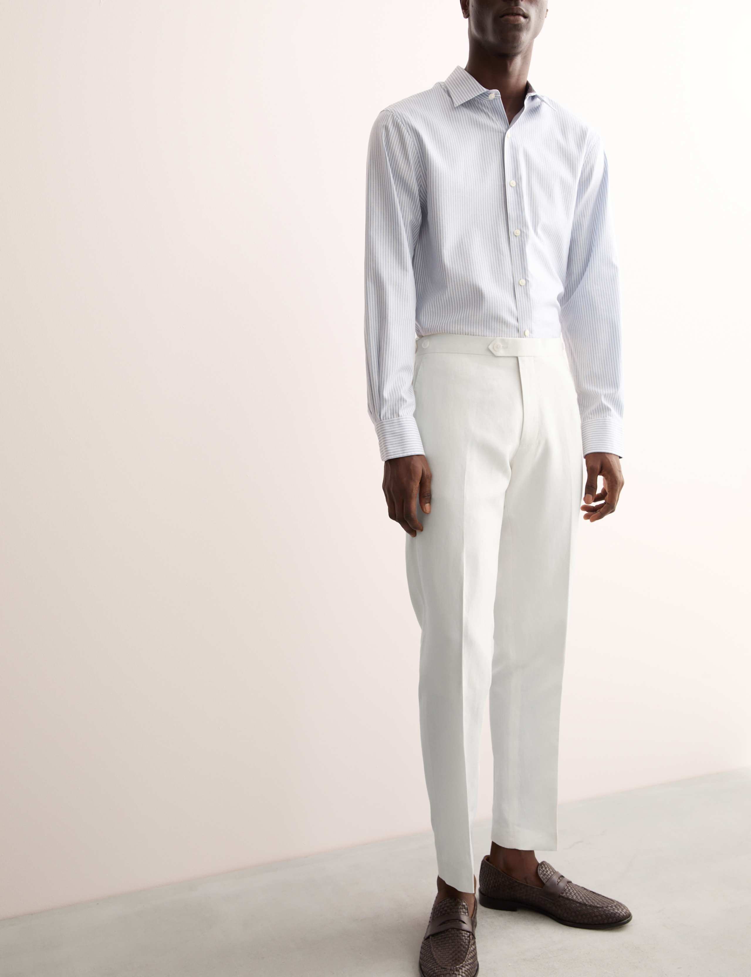 Tailored Fit Silk & Linen Blend Suit Trousers