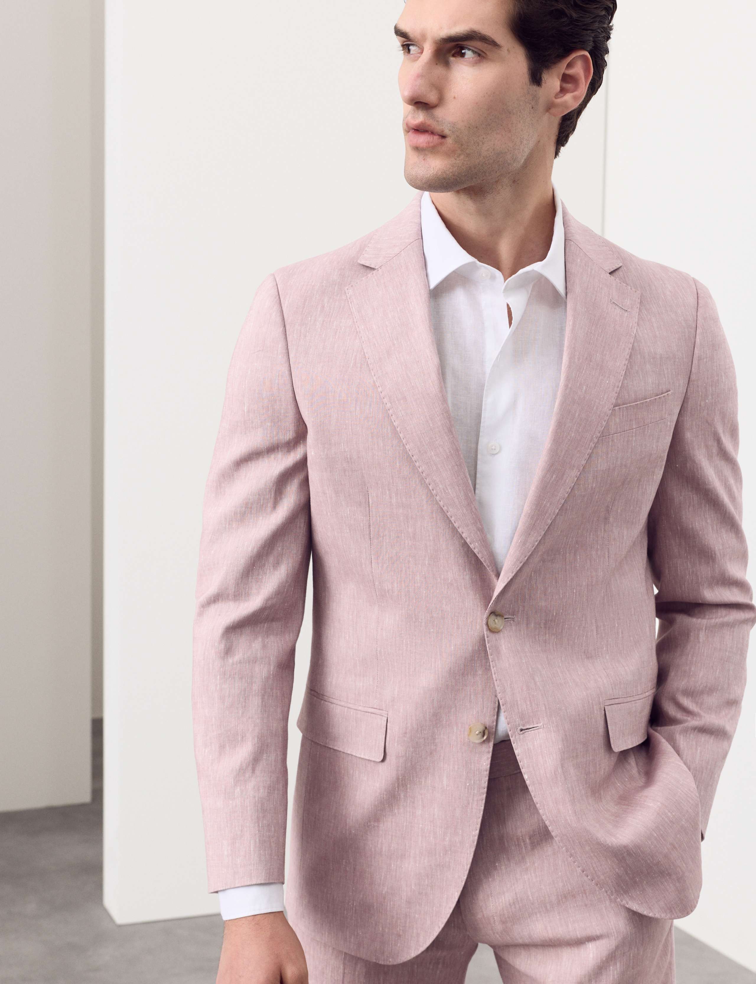 Tailored Fit Italian Performance Linen Blend Suit Jacket