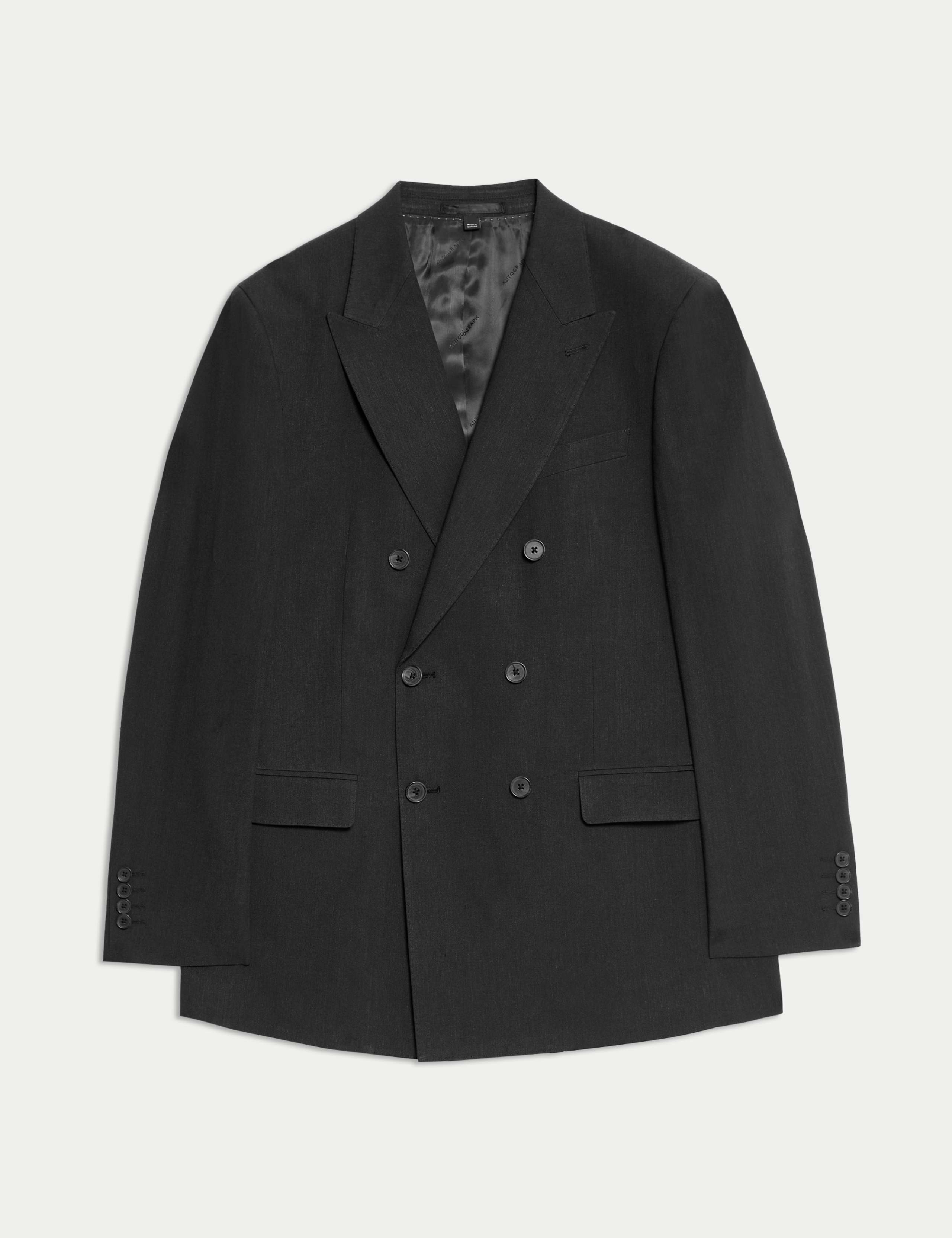 2 Piece Tailored Fit Italian Performance Linen Blend Double Breasted Suit 1 of 6