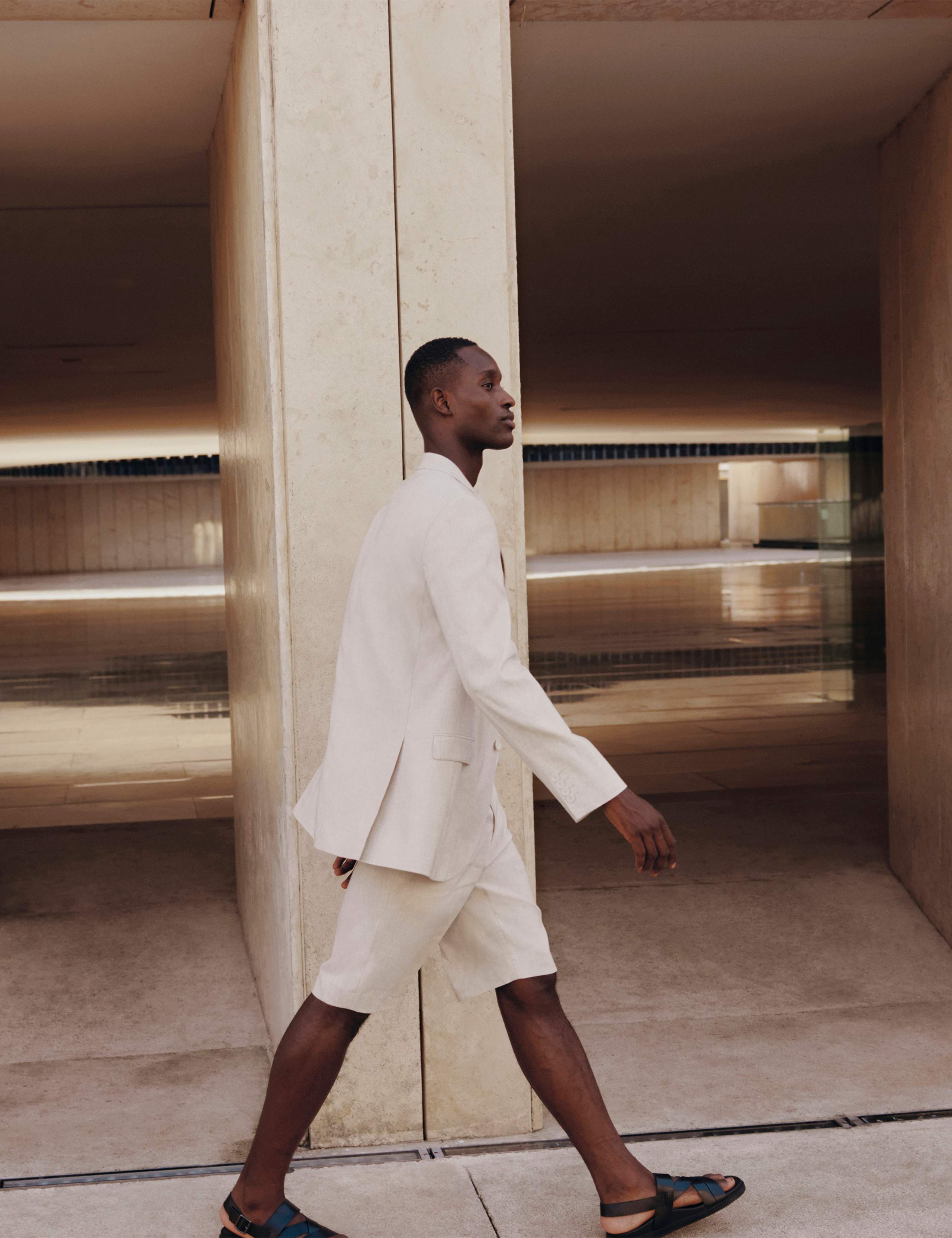 Tailored Fit Italian Performance Linen Blend Suit Shorts