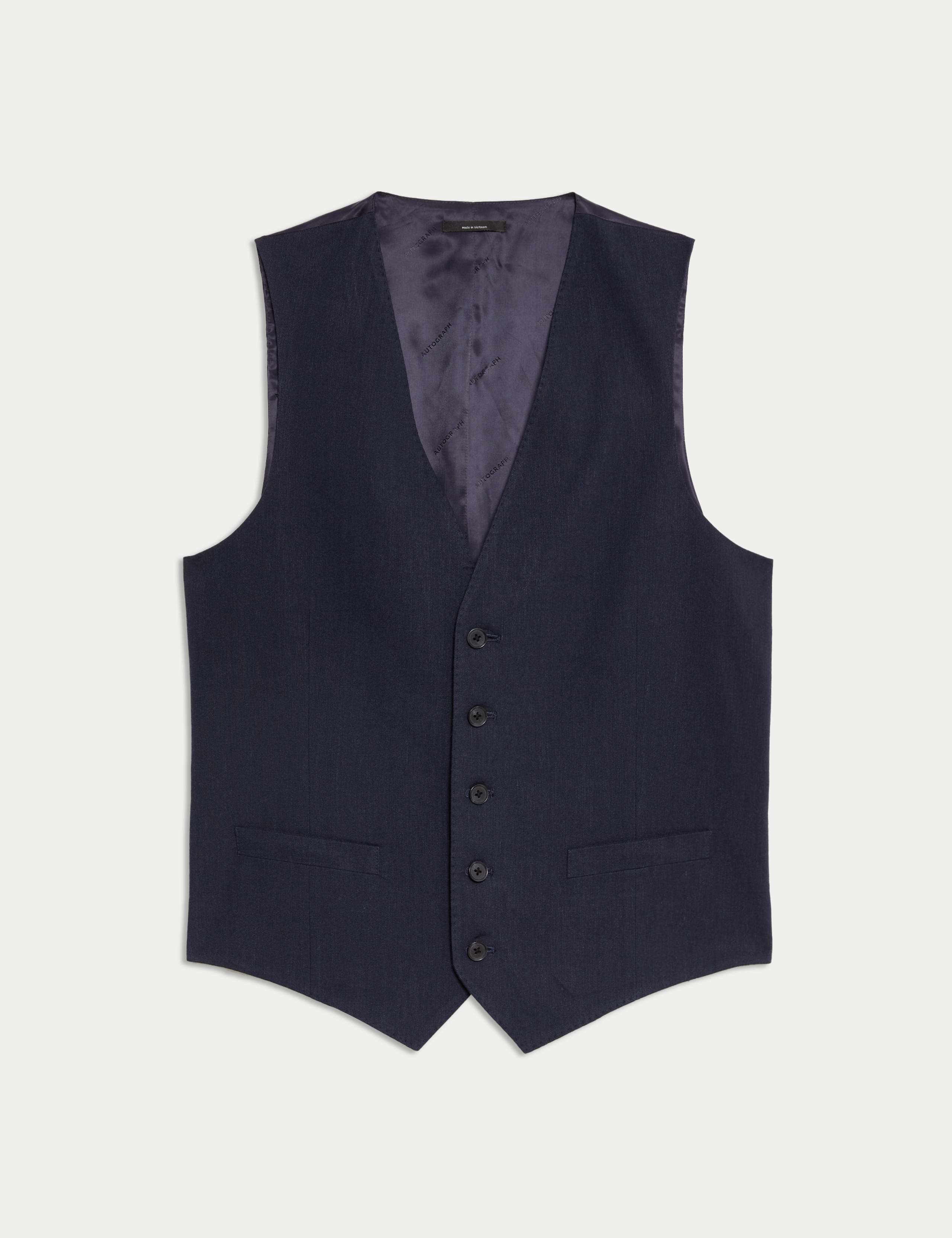 3 Piece Tailored Fit Italian Performance Linen Blend Suit 7 of 9