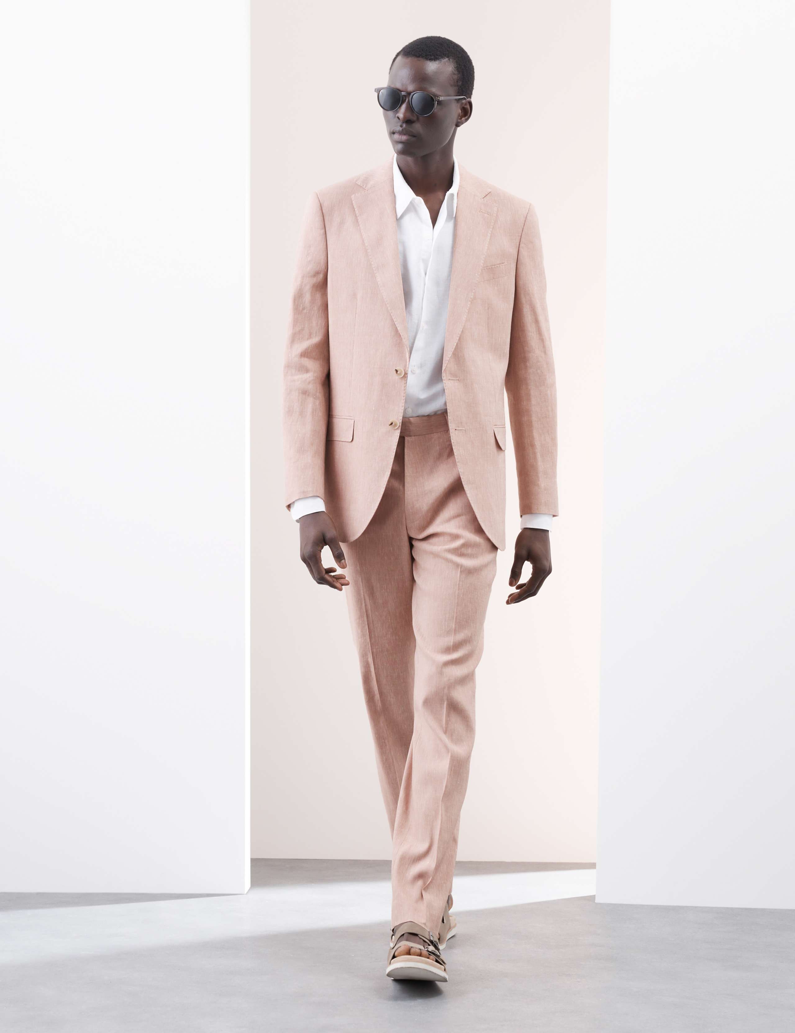 Tailored Fit Italian Performance Linen Blend Suit Trousers