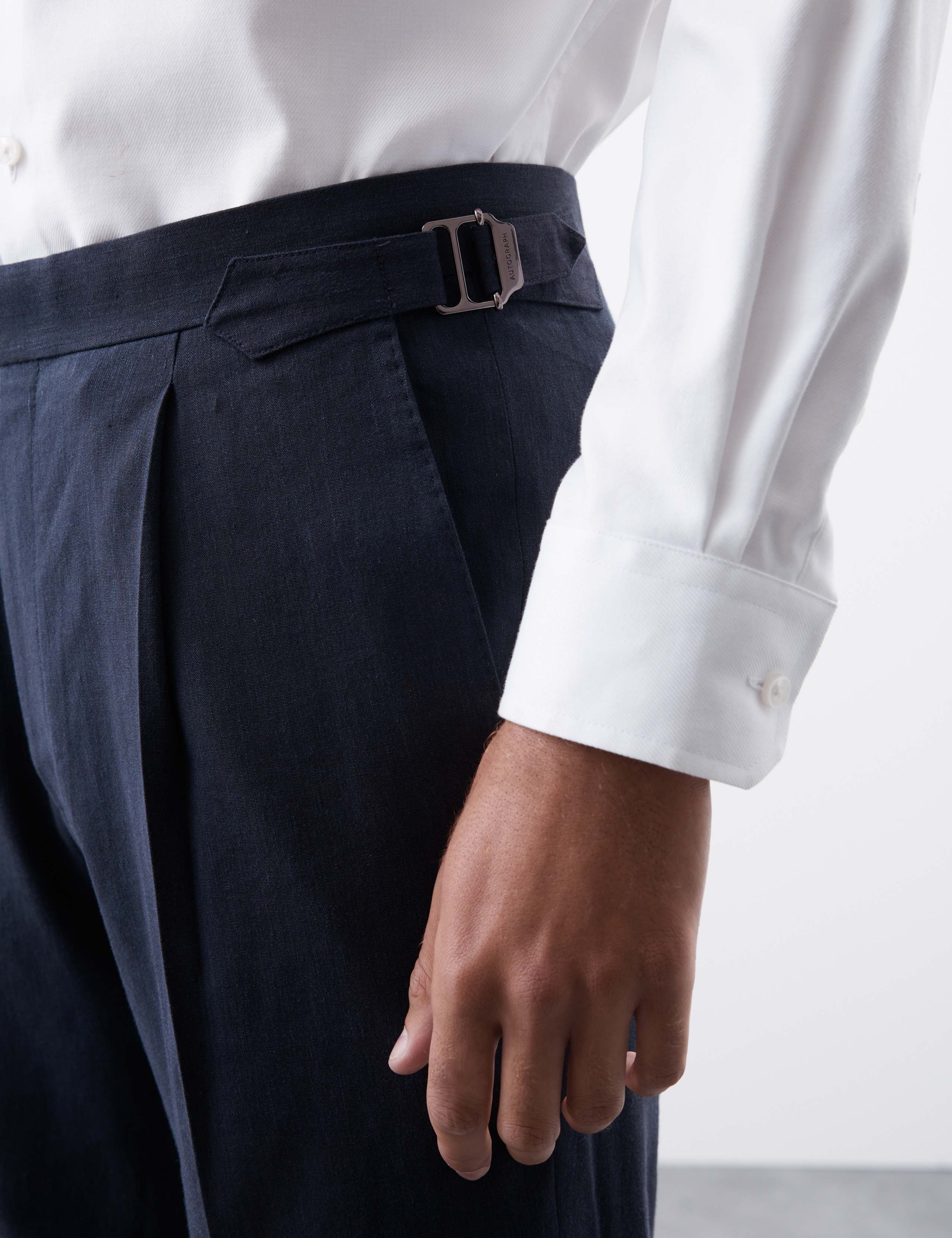 Tailored Fit Italian Performance Linen Blend Suit Trousers