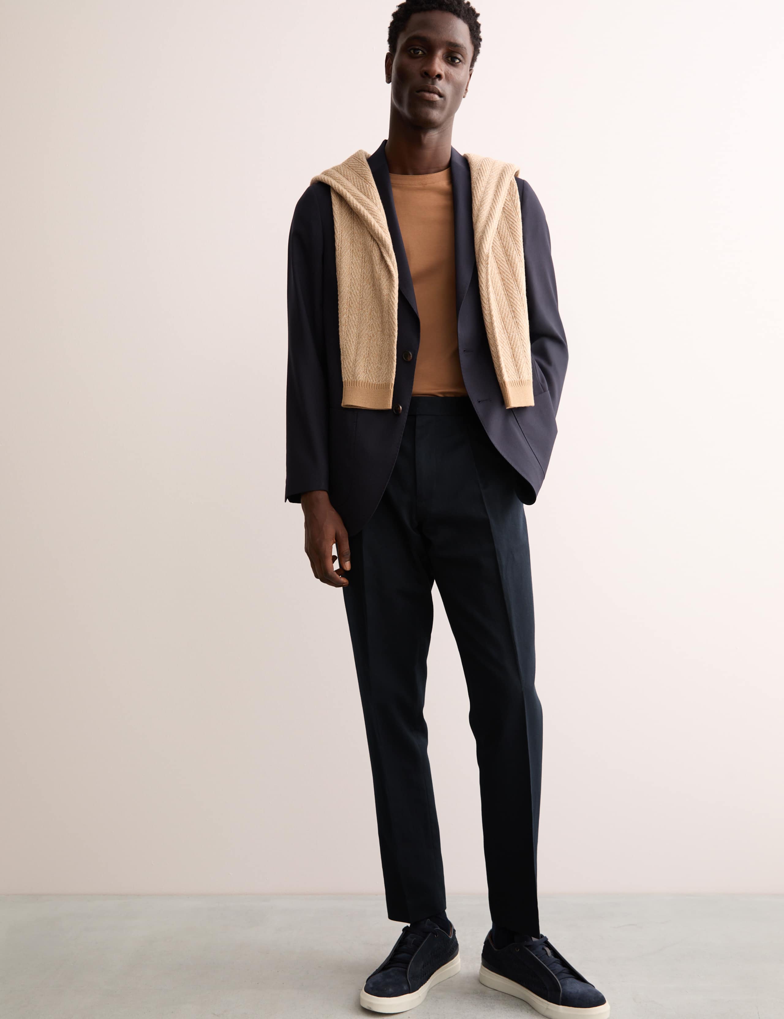 Tailored Fit Twill Cotton Linen Trousers