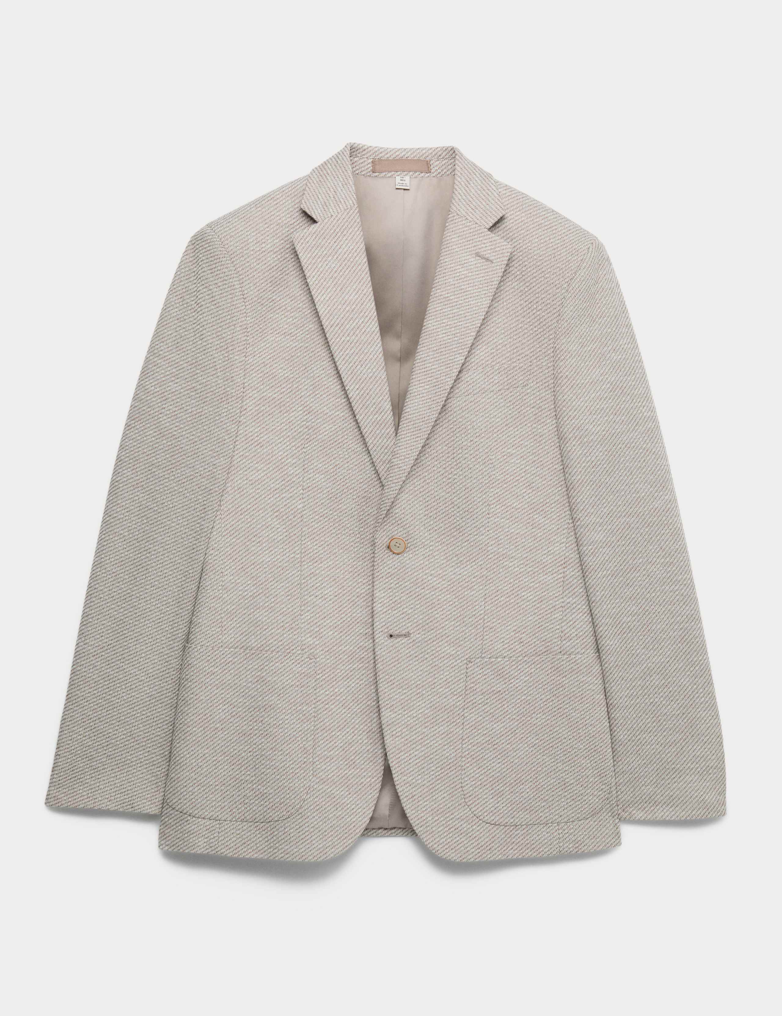Tailored Fit Cotton Blend Textured Stretch Blazer