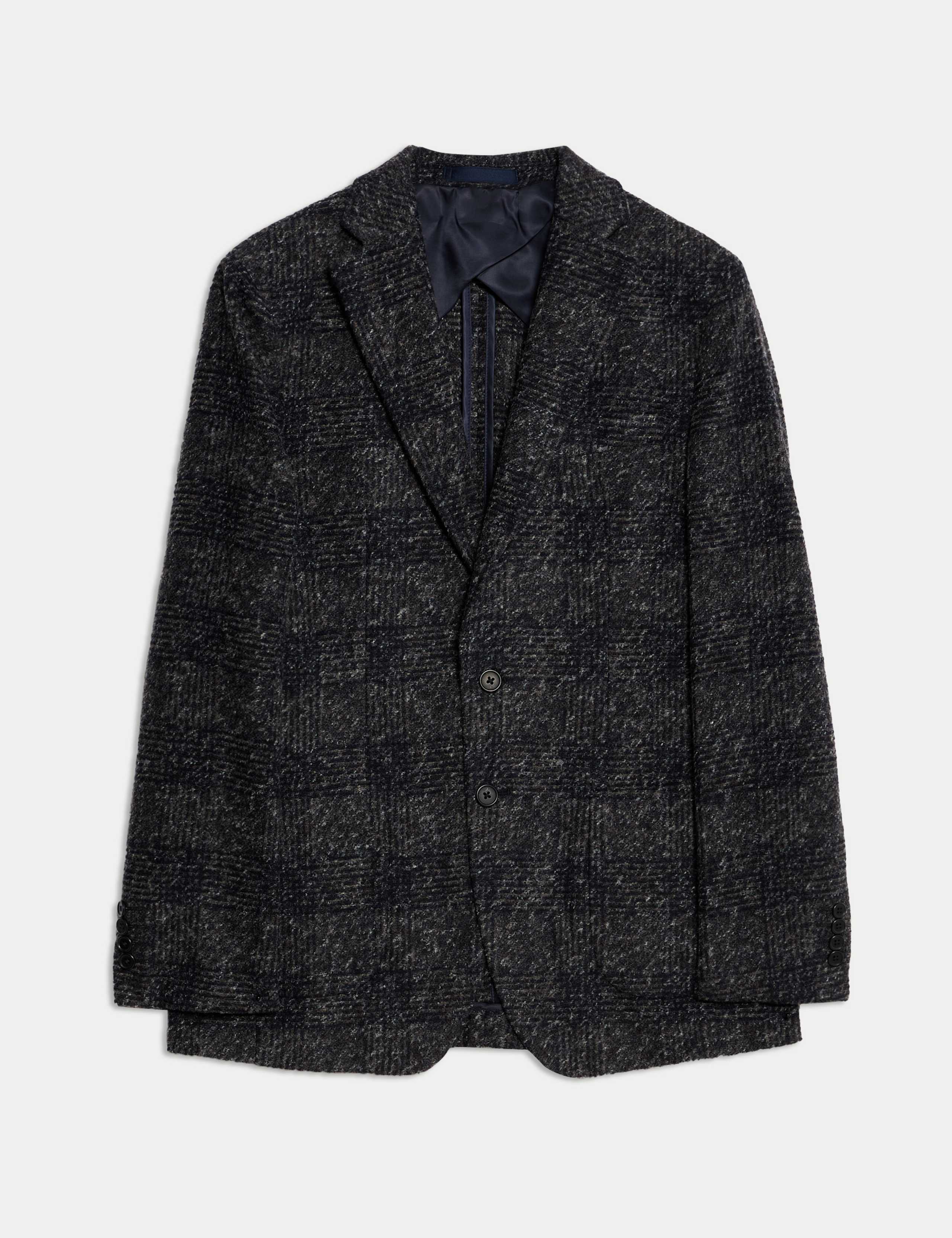 Tailored Fit Wool Blend Check Blazer