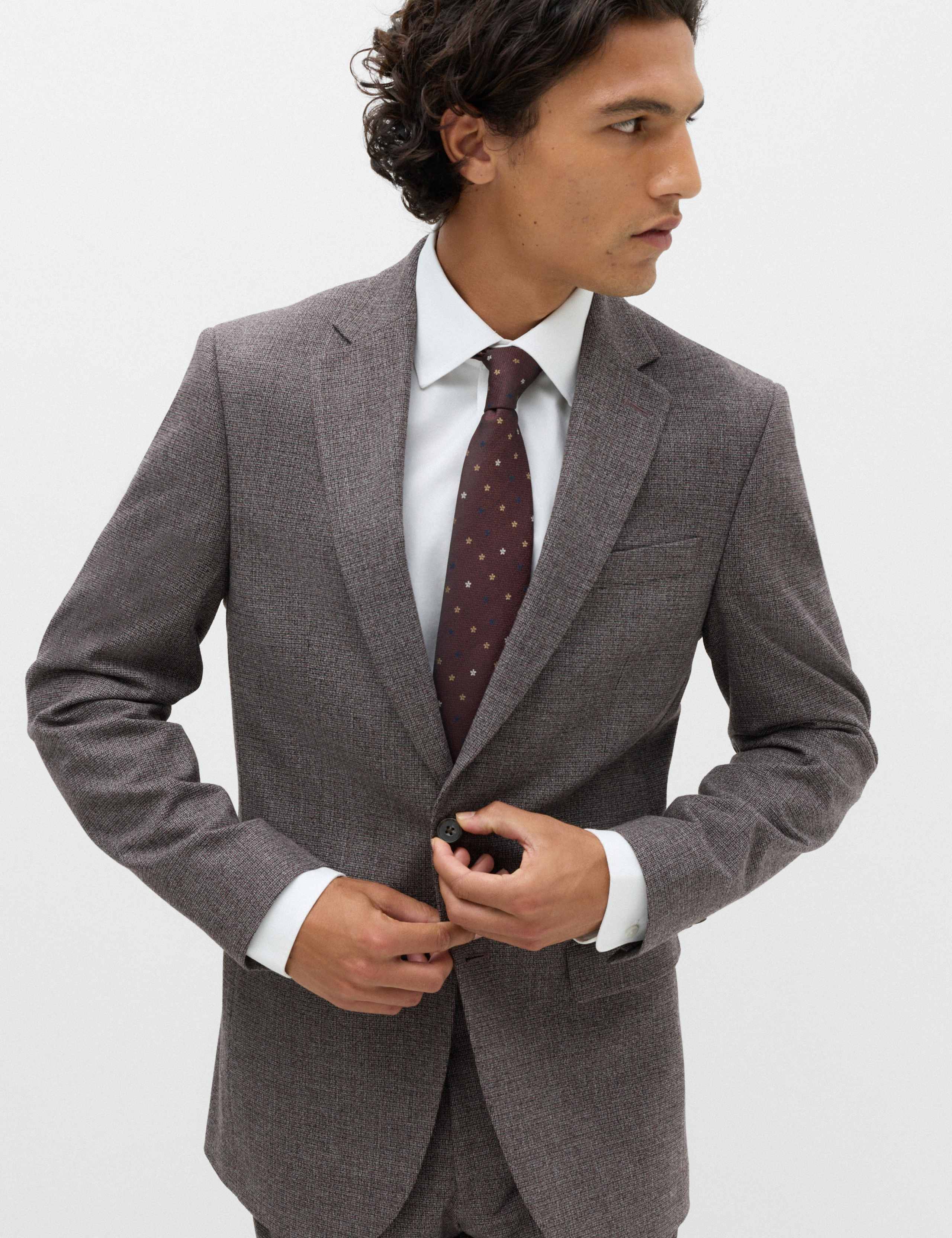 2 Piece Tailored Fit Micro Check Suit 3 of 6