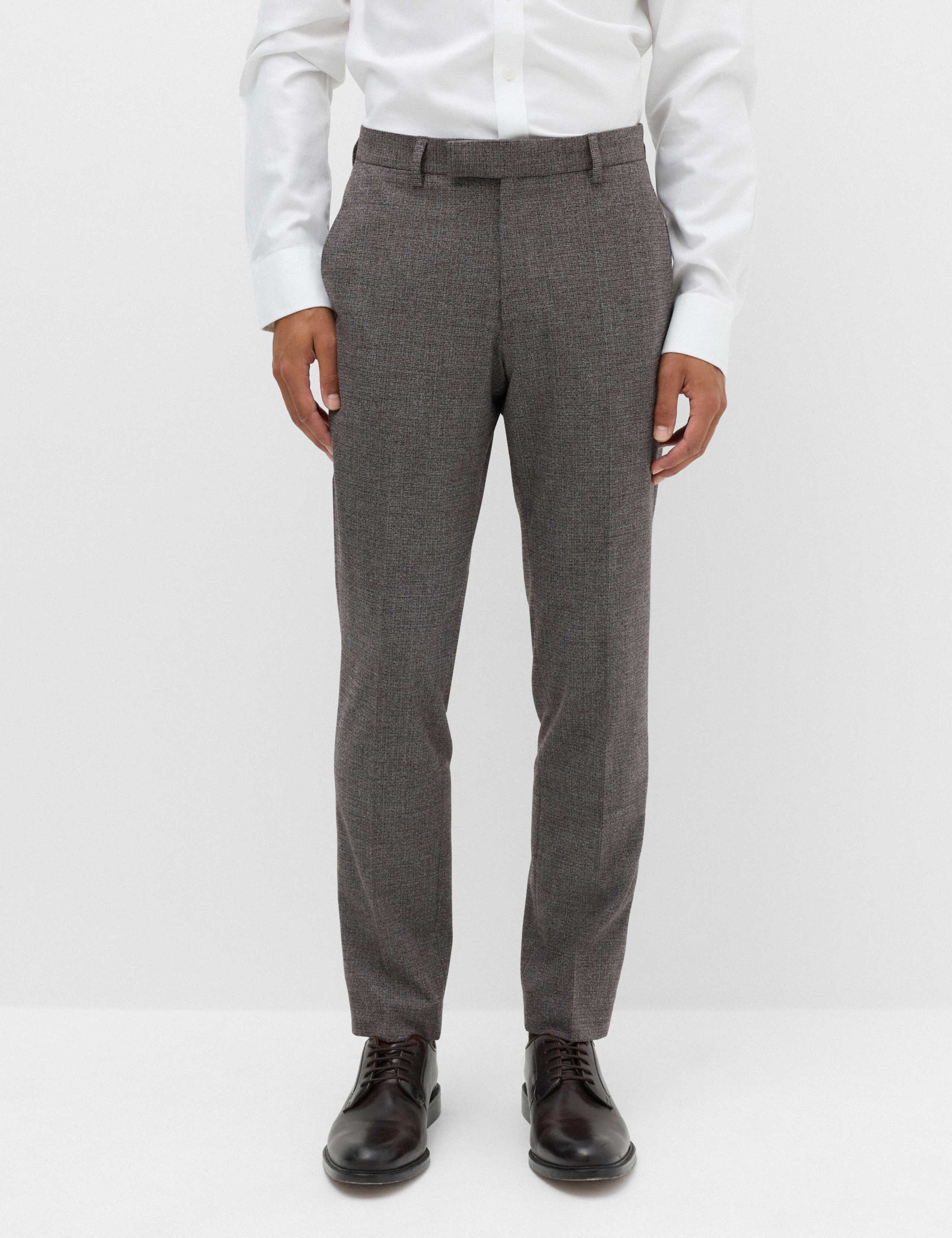Tailored Fit Micro Check Suit Trousers