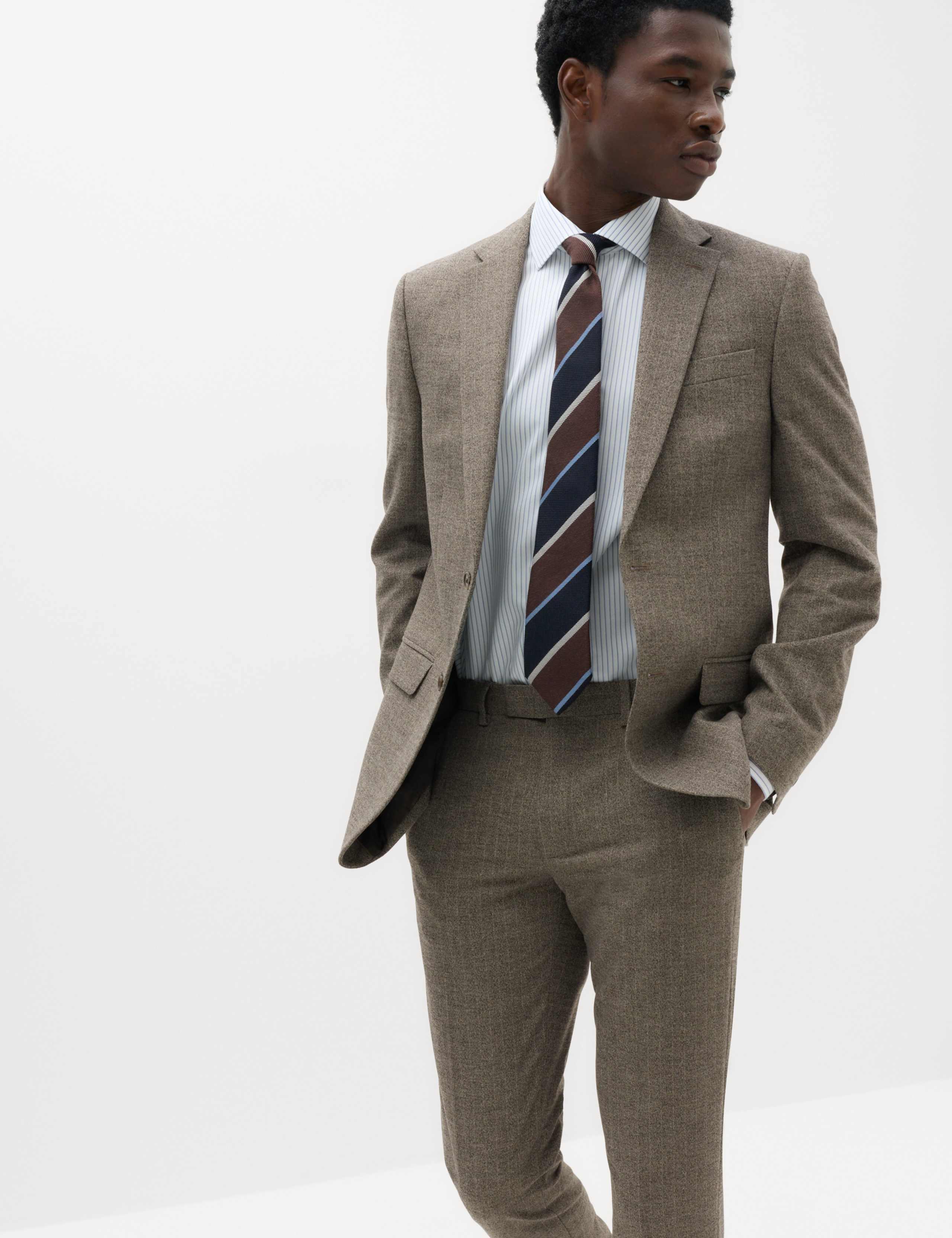 Slim Fit Striped Stretch Suit Jacket