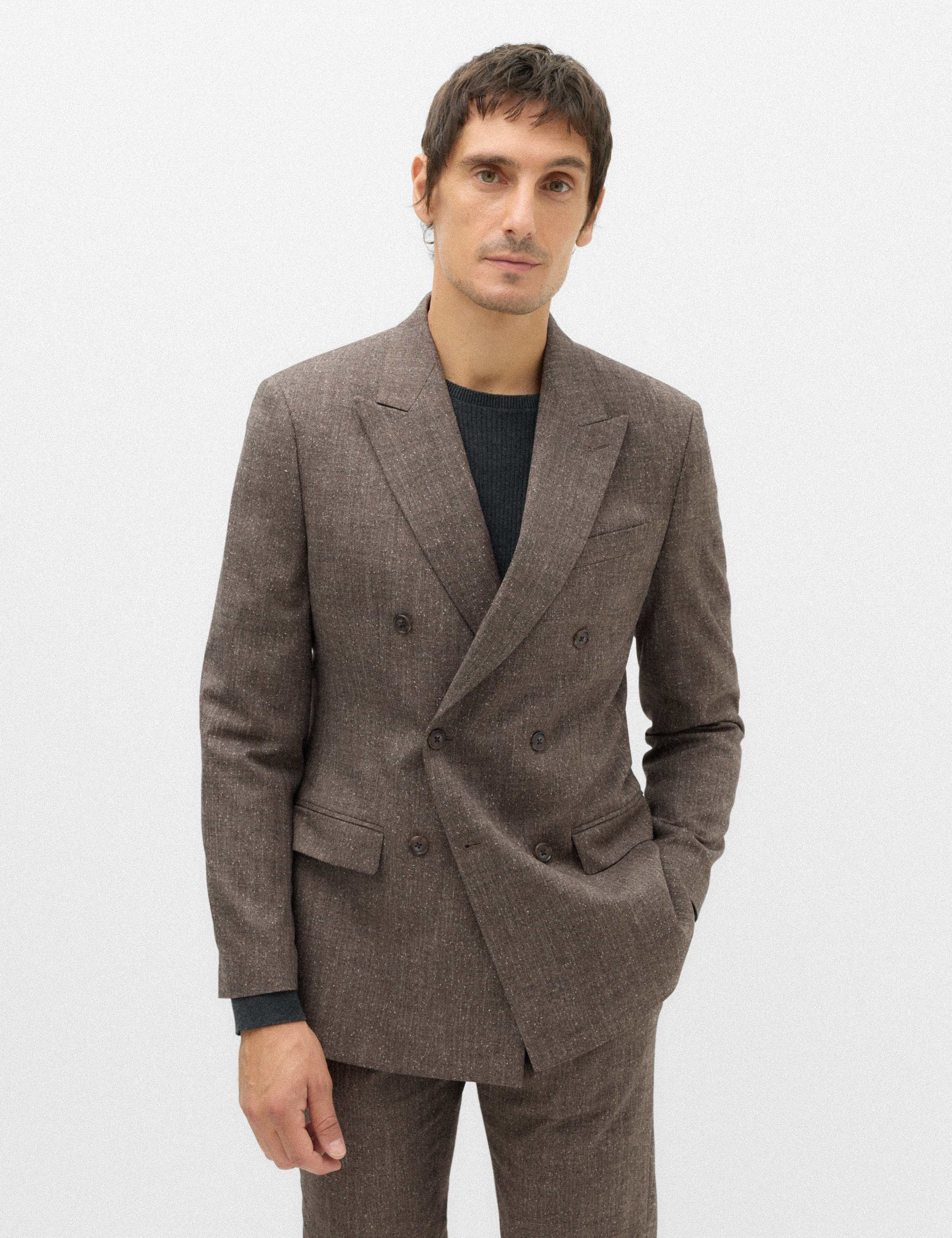 Tailored Fit Textured Stretch Suit Jacket