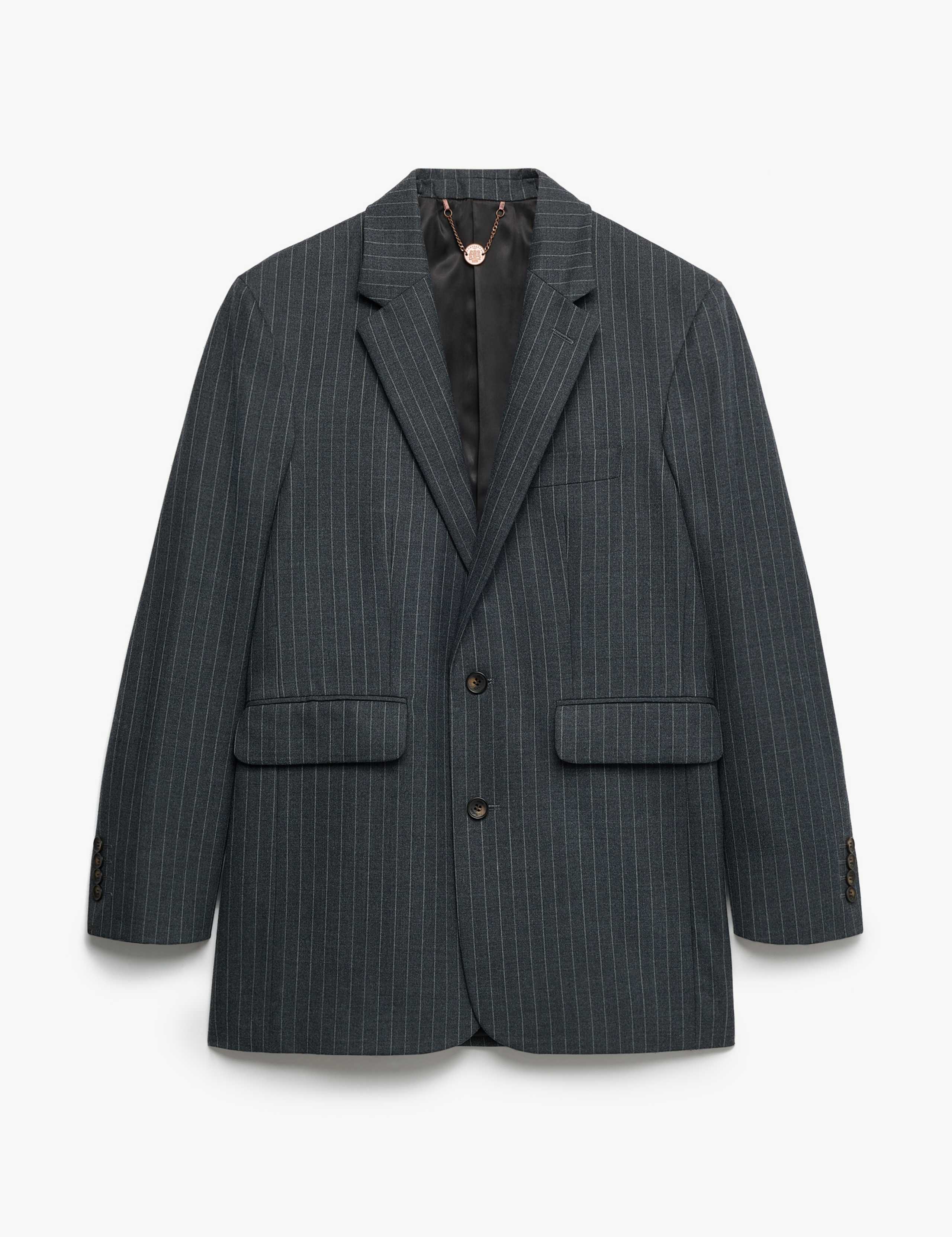 Relaxed Fit Striped Stretch Suit Jacket