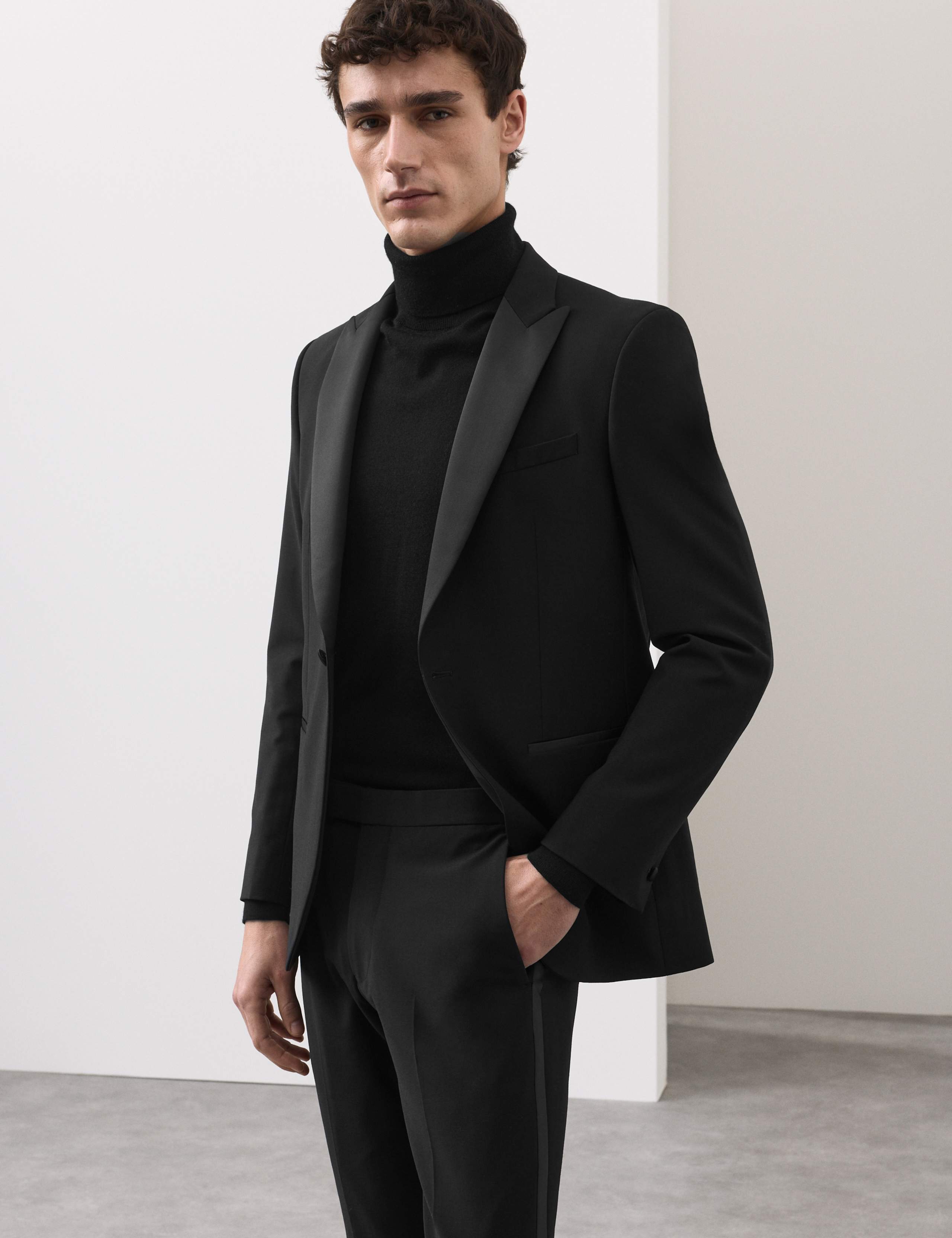 2 Piece Tailored Fit Wool Blend Tuxedo Suit 6 of 6