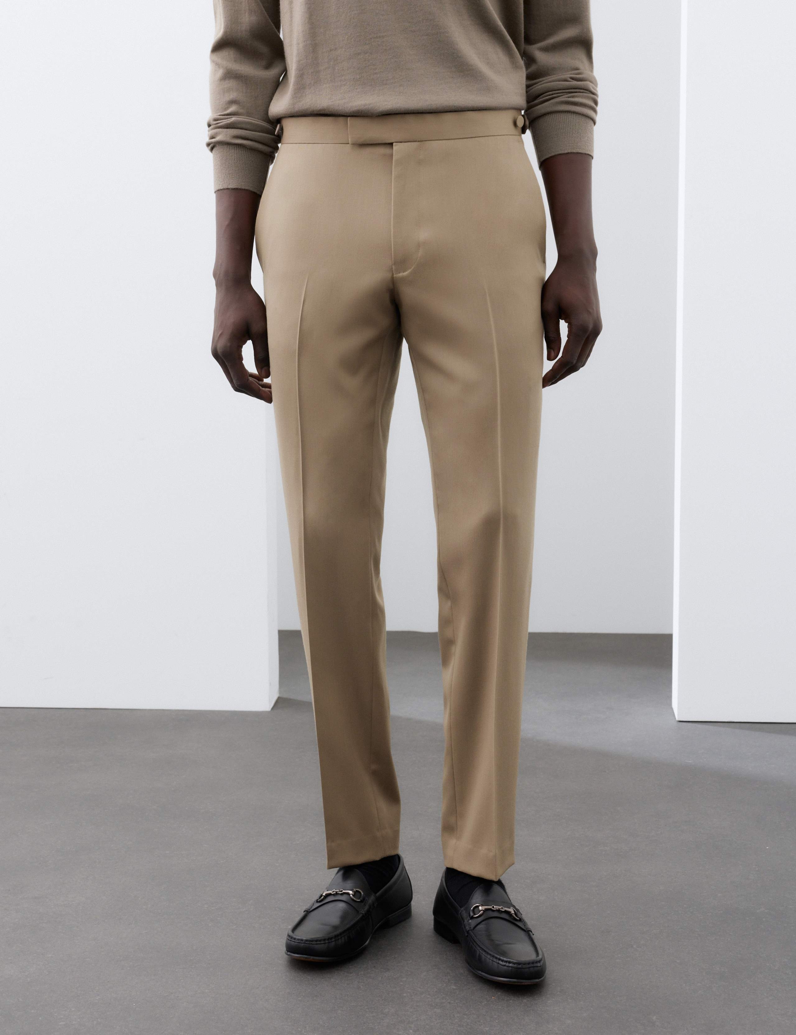 Wool Rich Sateen Tuxedo Trousers with Stretch