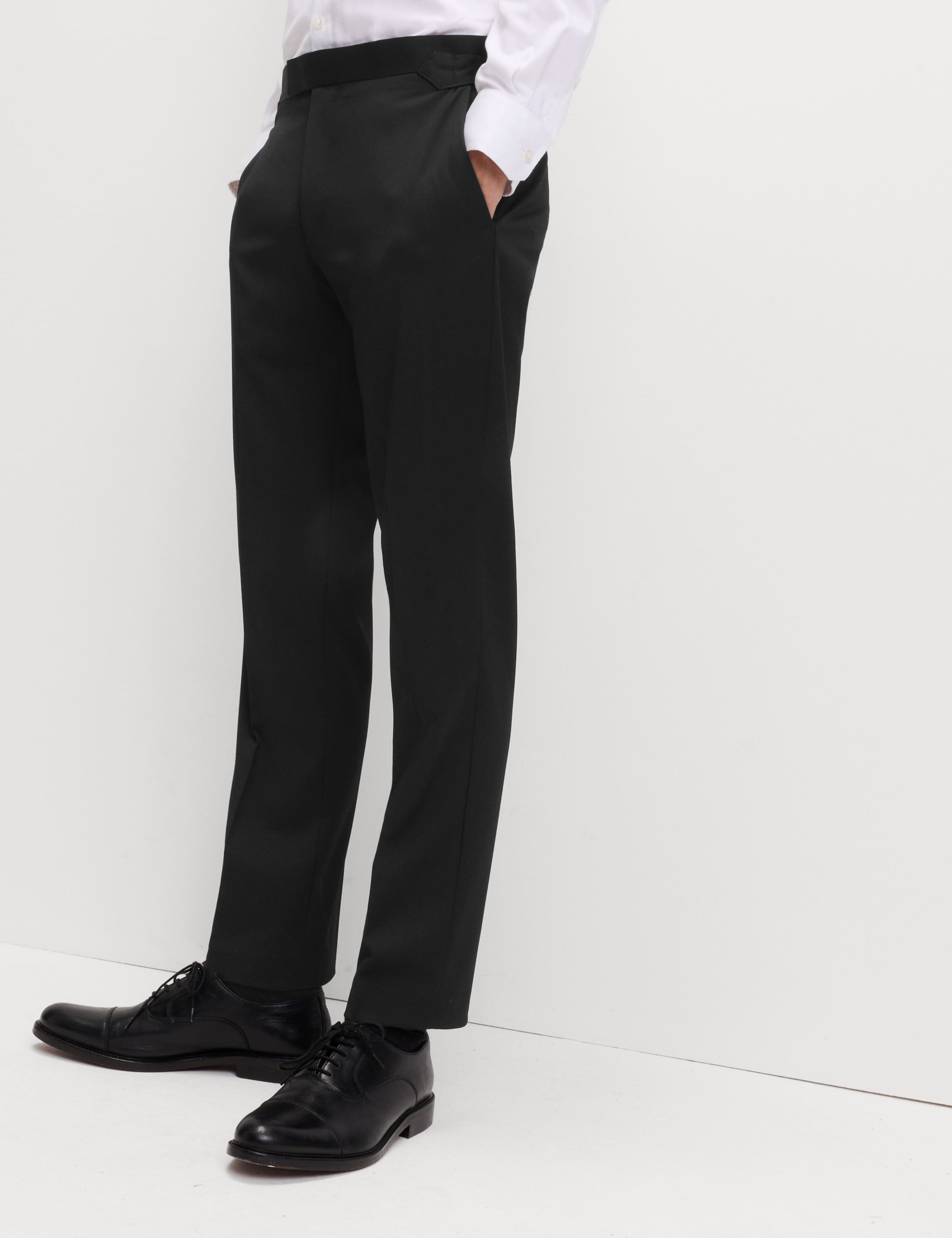 Tailored Fit Sateen Stretch Tuxedo Trousers