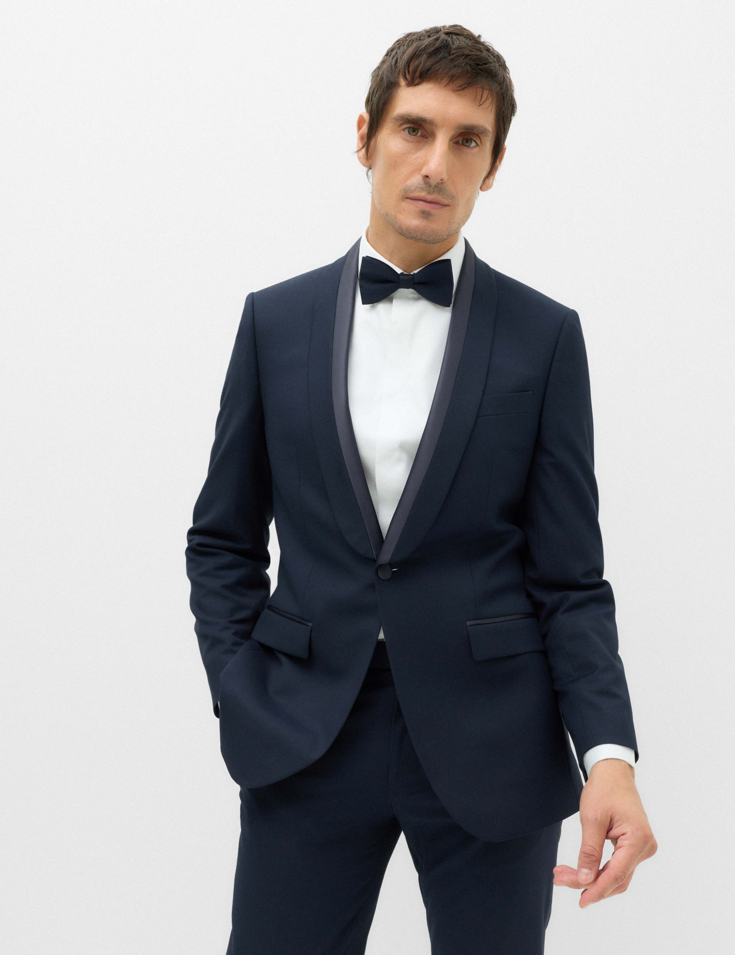 Tailored Fit Shawl Collar Tipped Tux Jacket