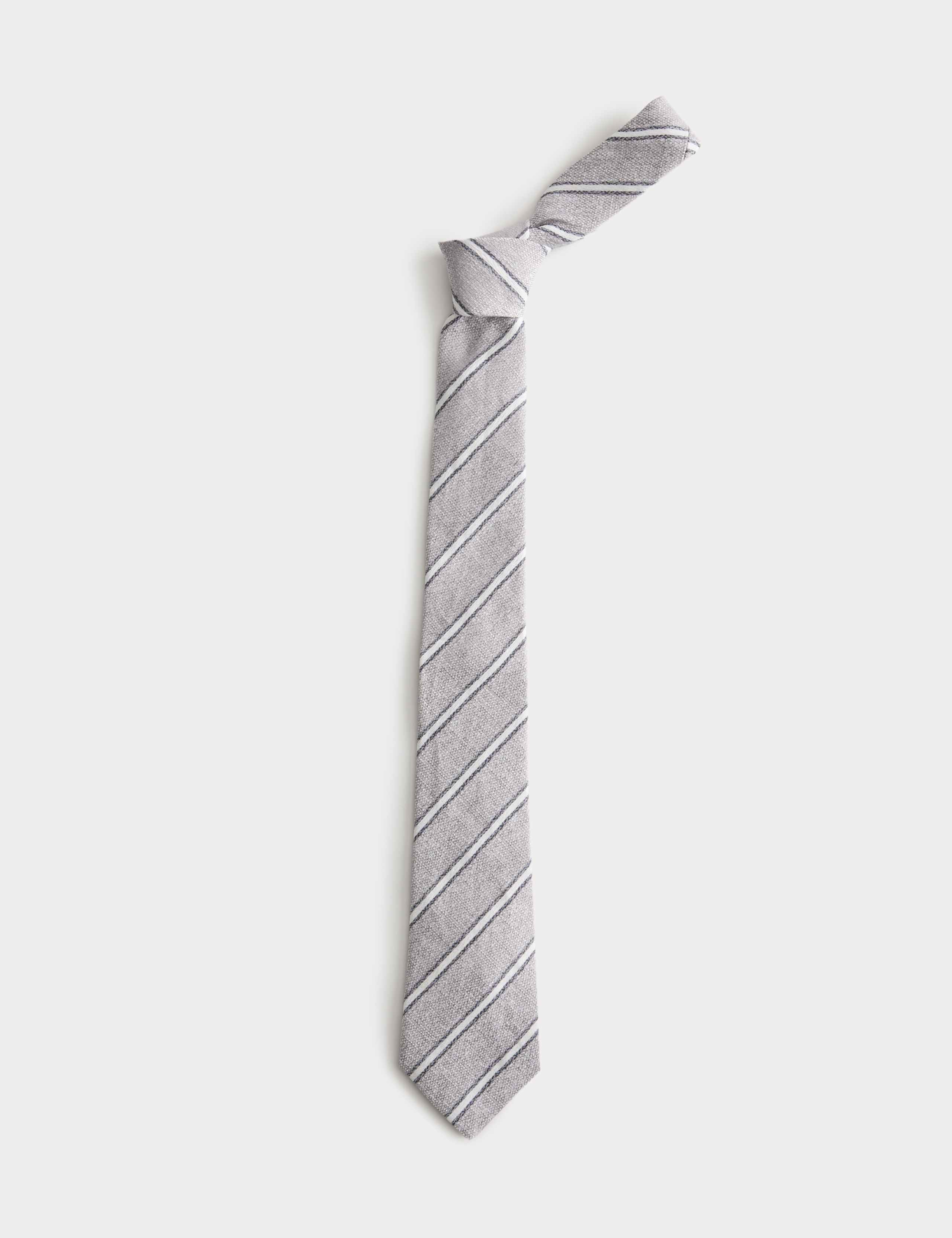 Linen Silk Blend Striped Tie