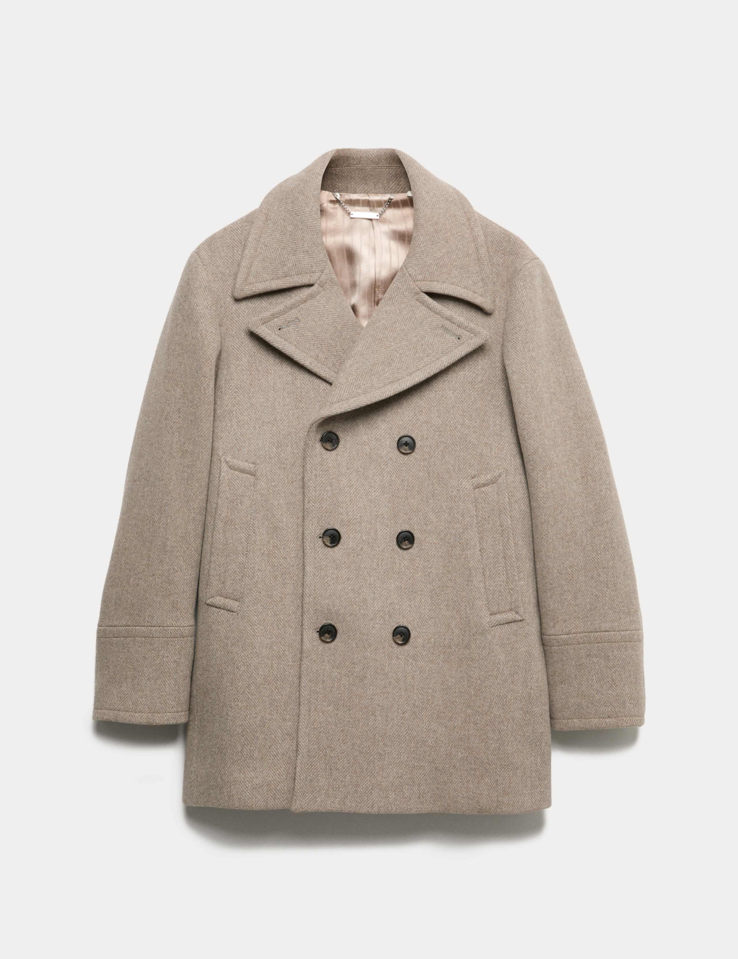 Wool Herringbone Peacoat