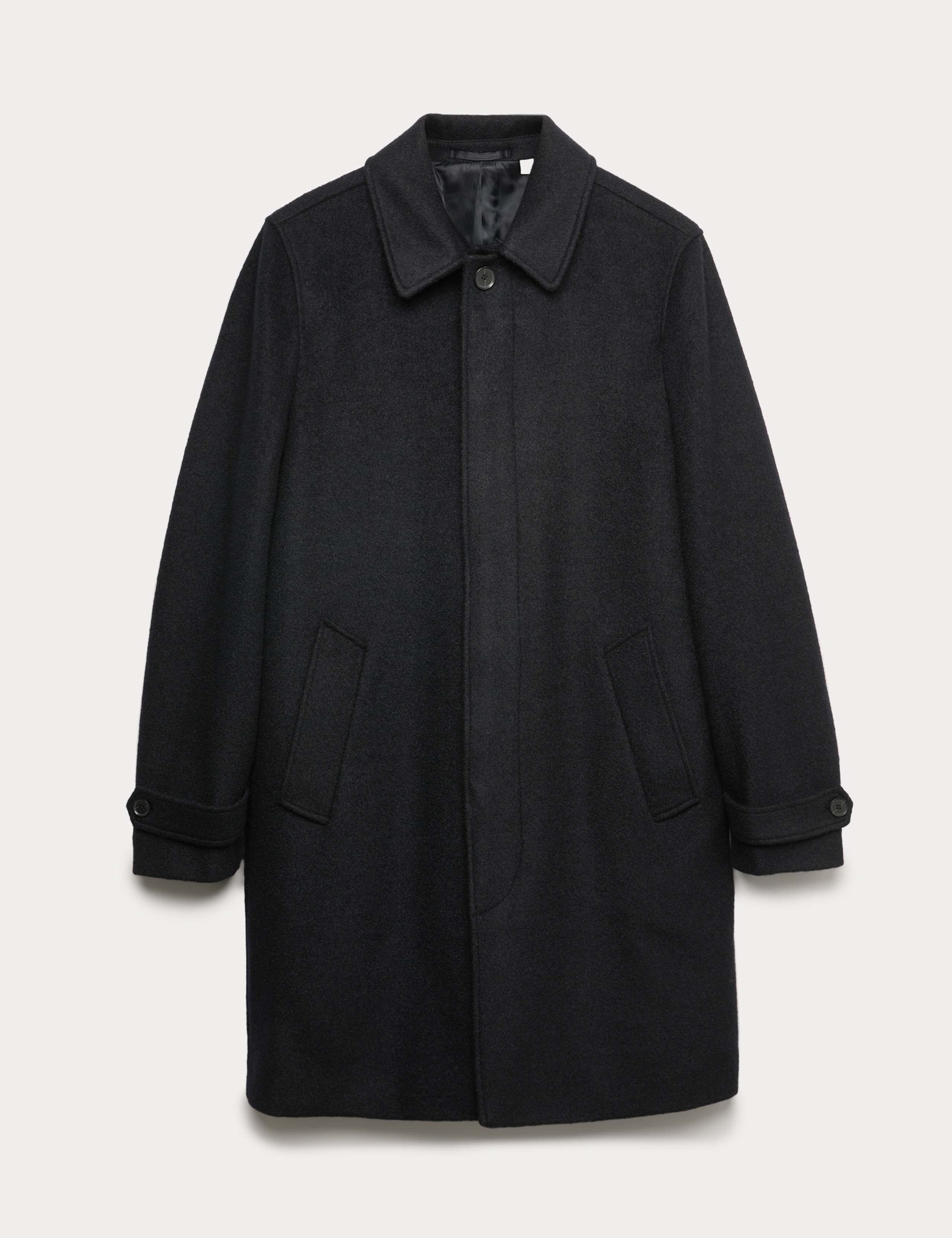 Wool Blend Textured Car Coat