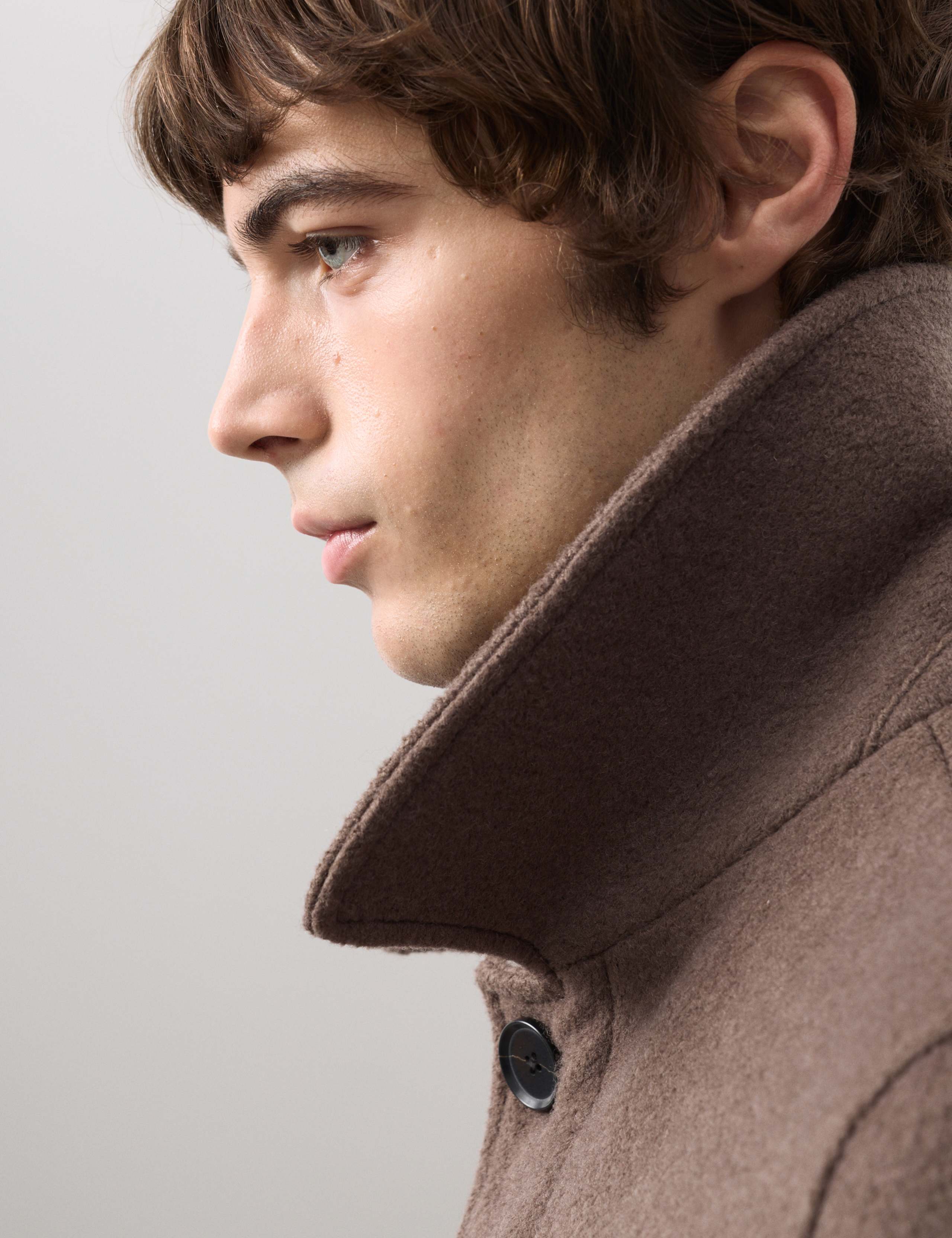 Wool Blend Textured Car Coat