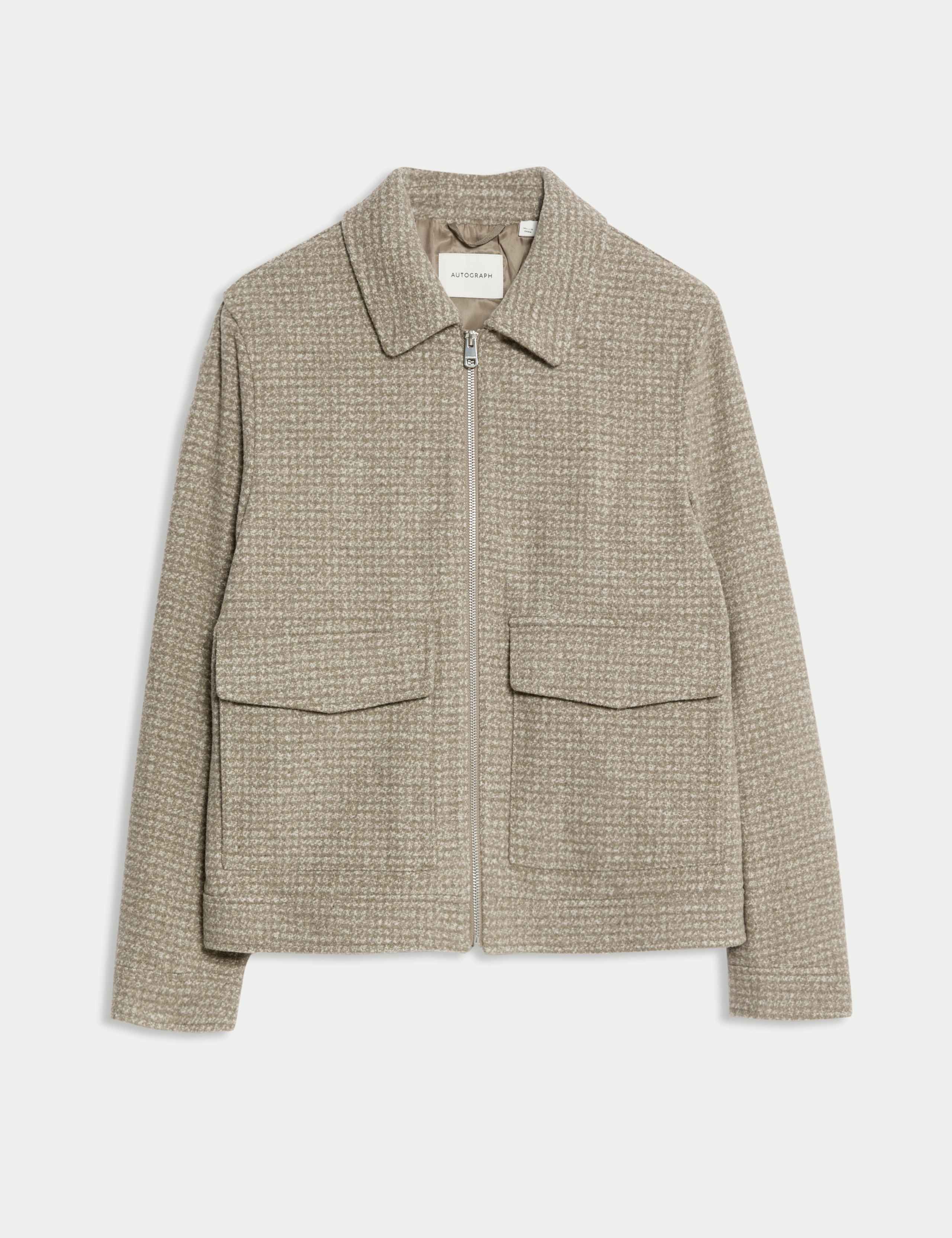 Wool Blend Zip Through Harrington