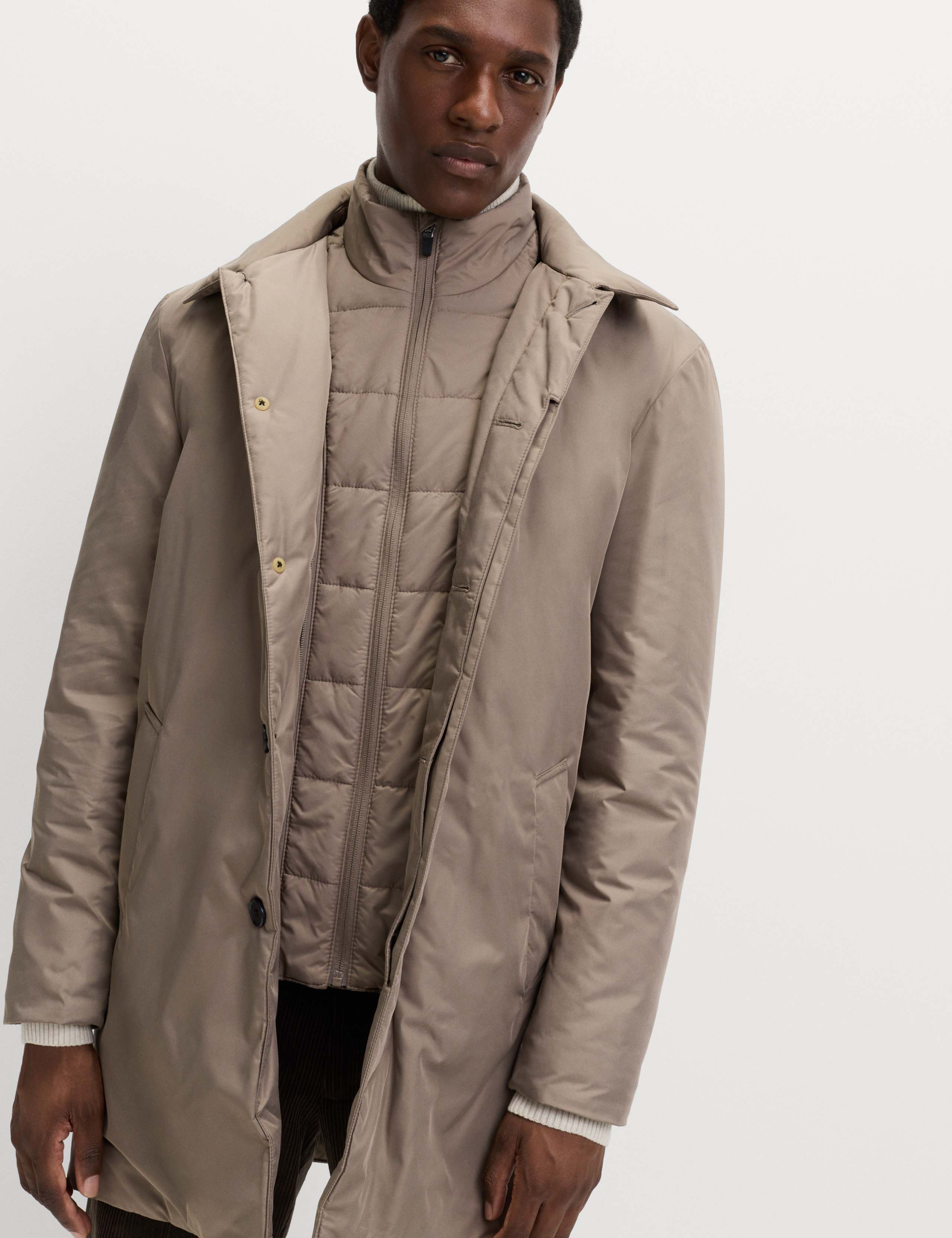 Shirt Collar Mac with Removable Bib