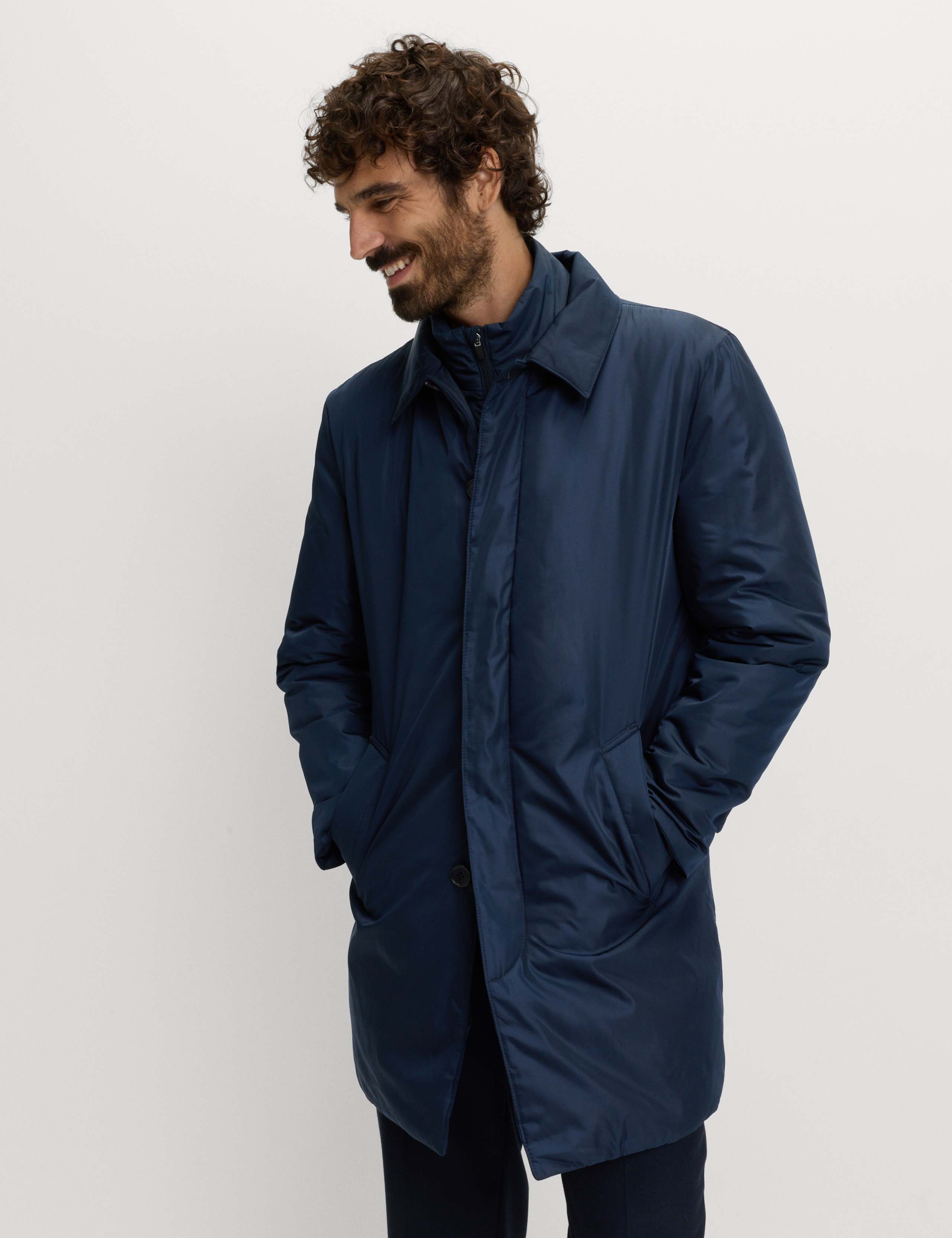 Shirt Collar Mac with Removable Bib