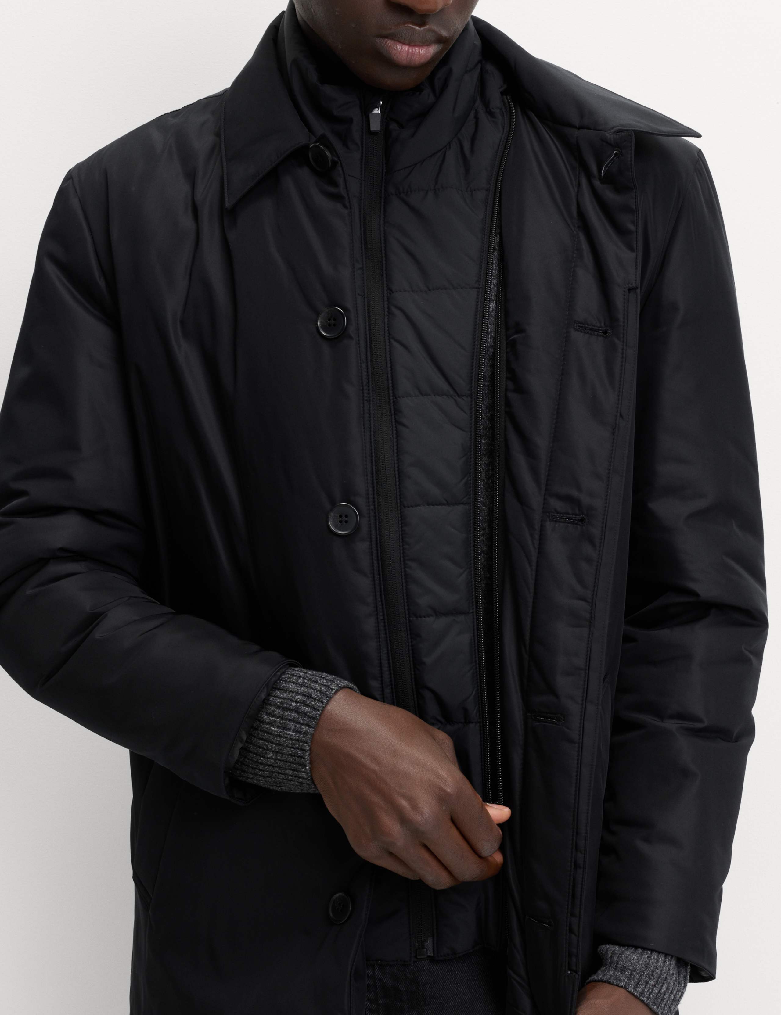 Shirt Collar Mac with Removable Bib