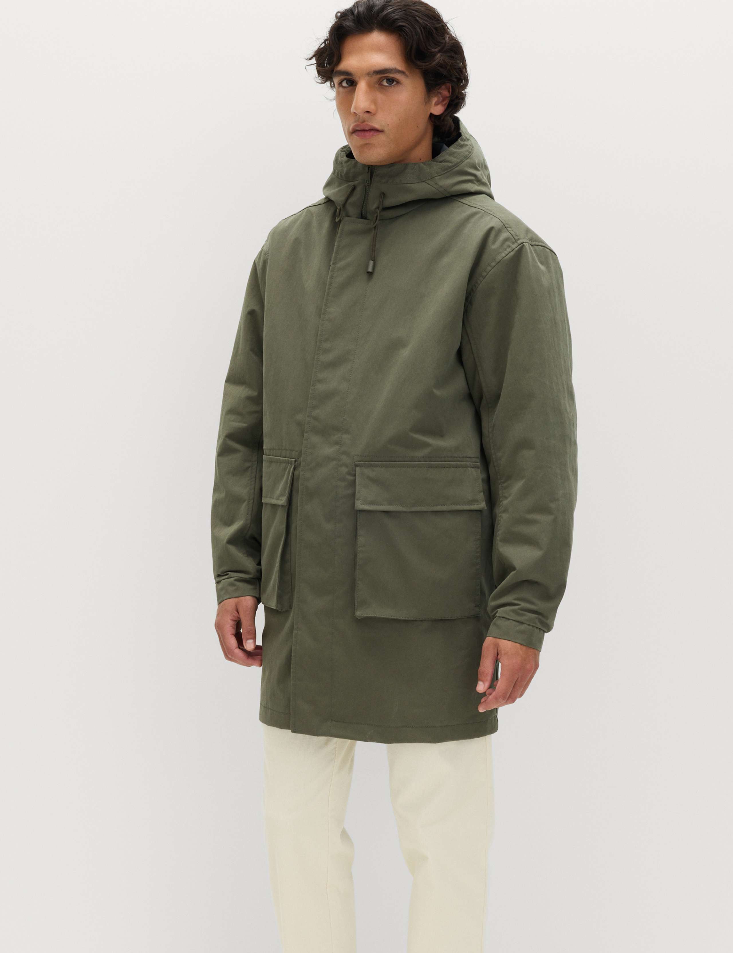 2 in 1 Cotton Rich Washed Hooded Parka Jacket