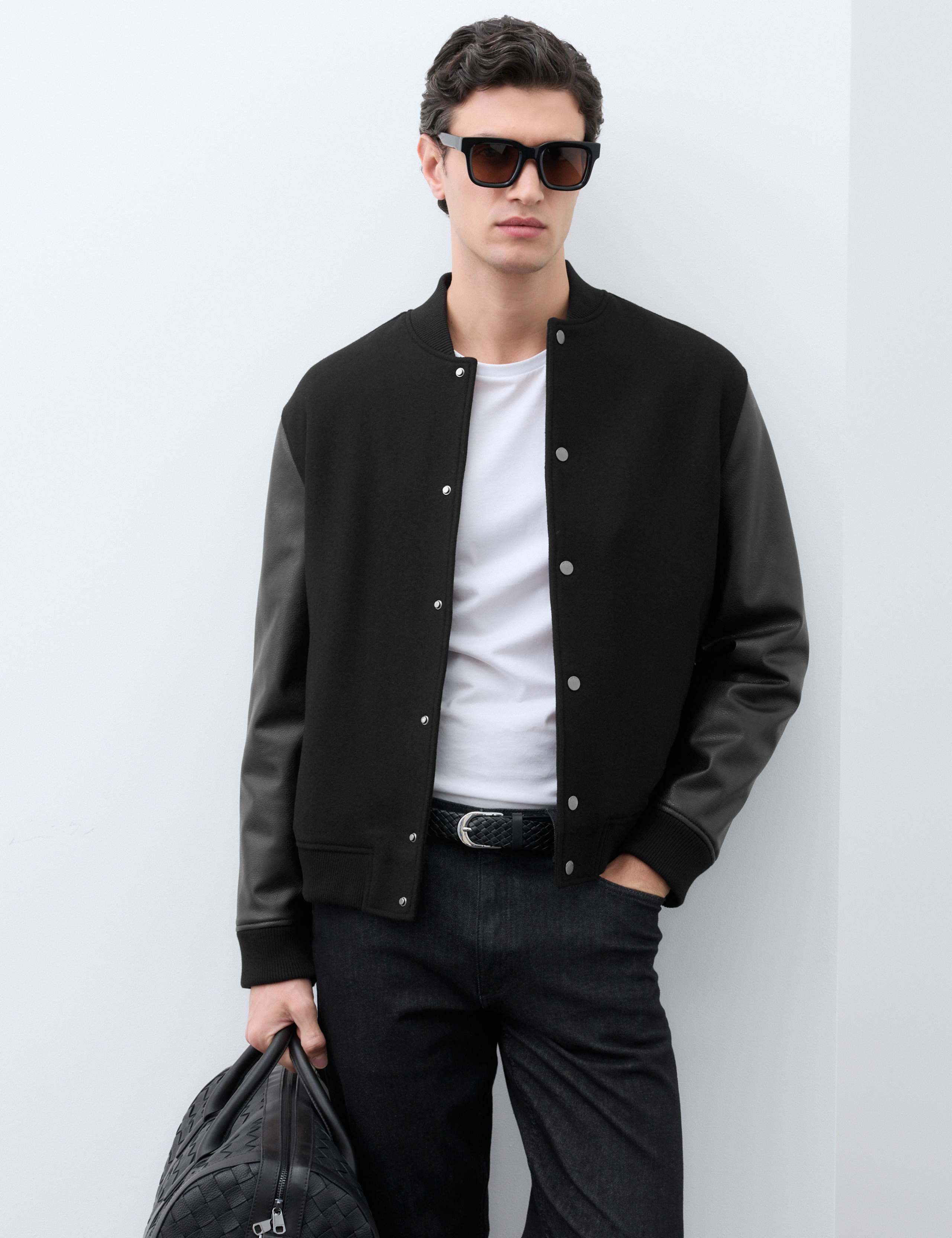 Wool Blend Bomber Jacket