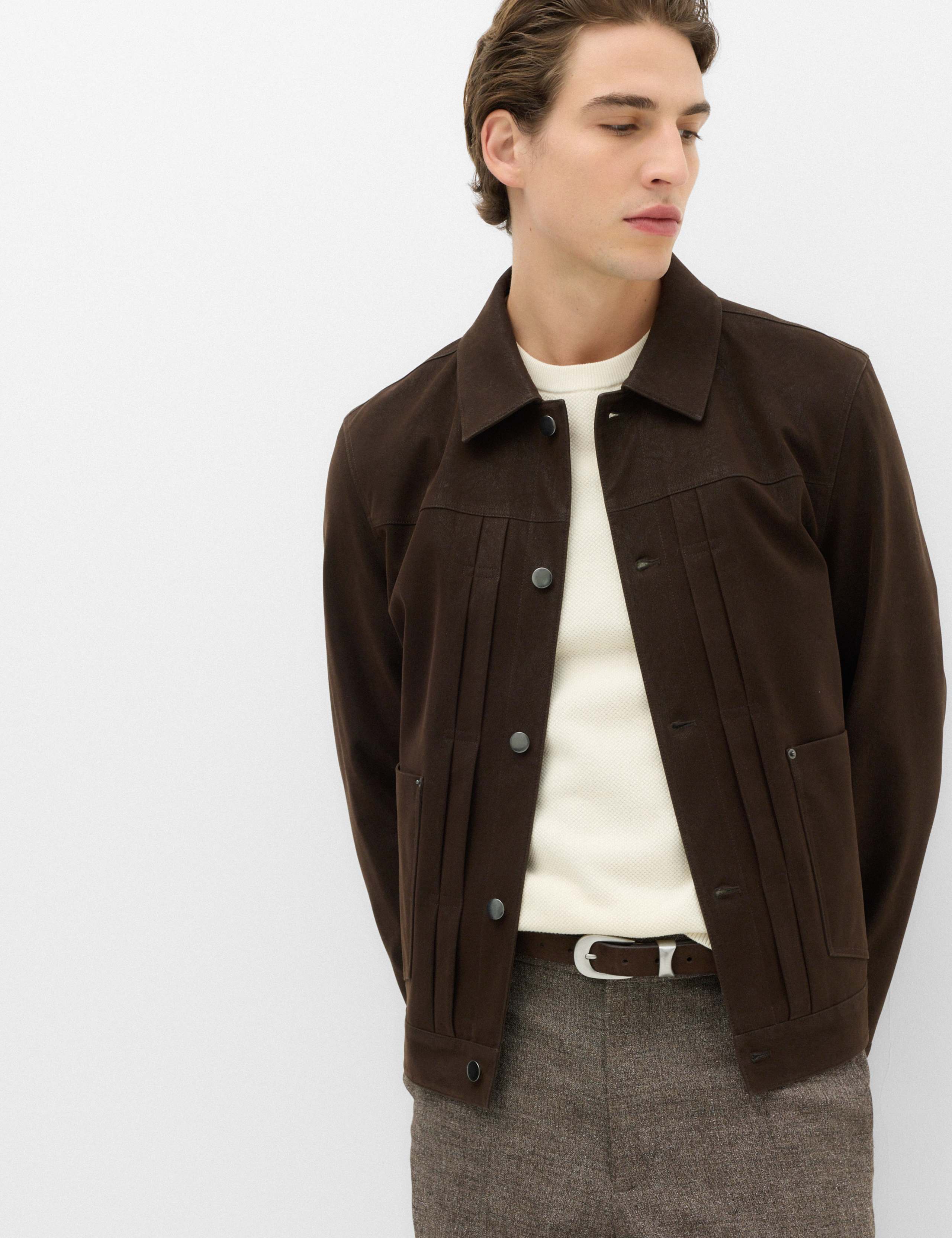 Faux Suede Utility Jacket