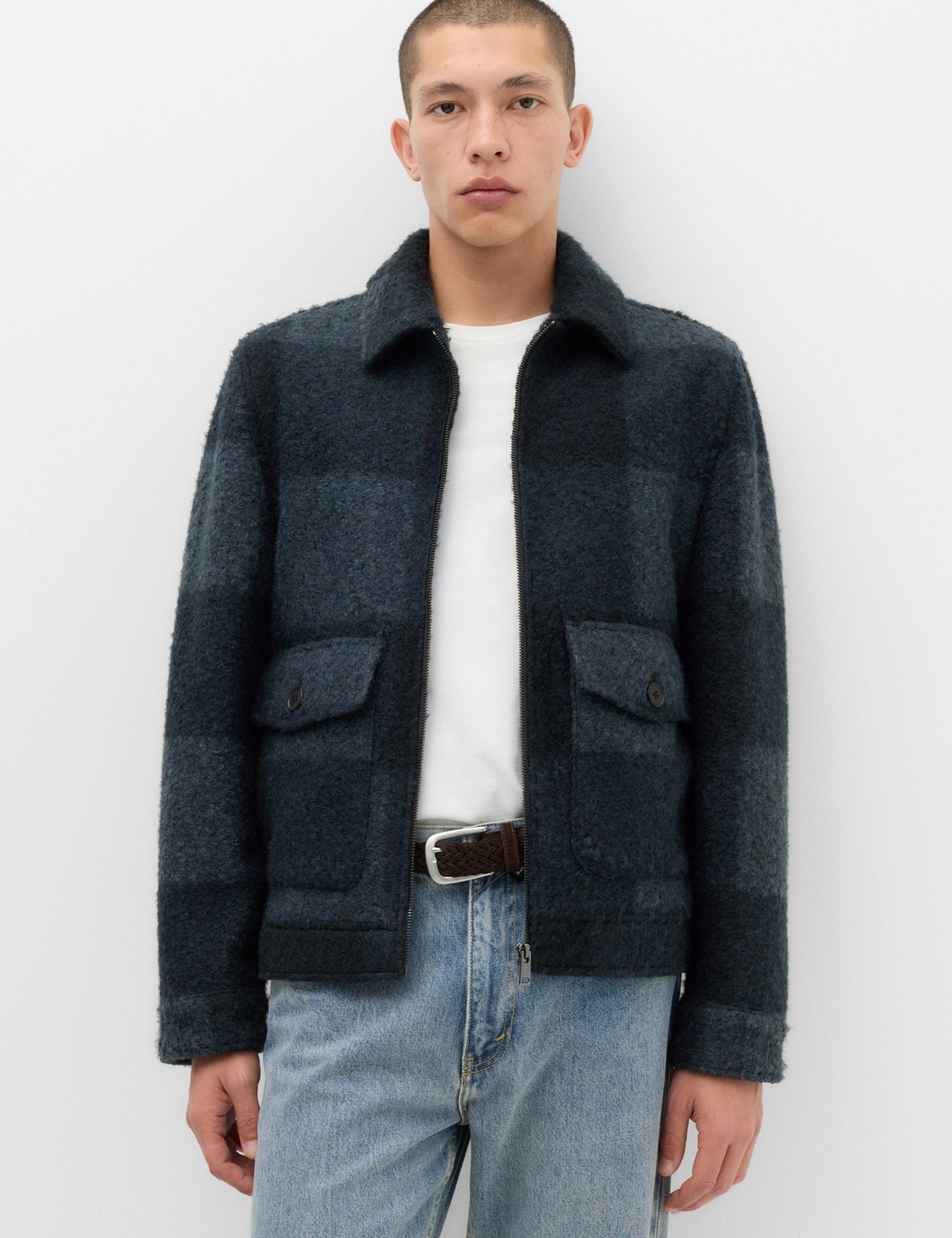Bouclé Zip Through Jacket