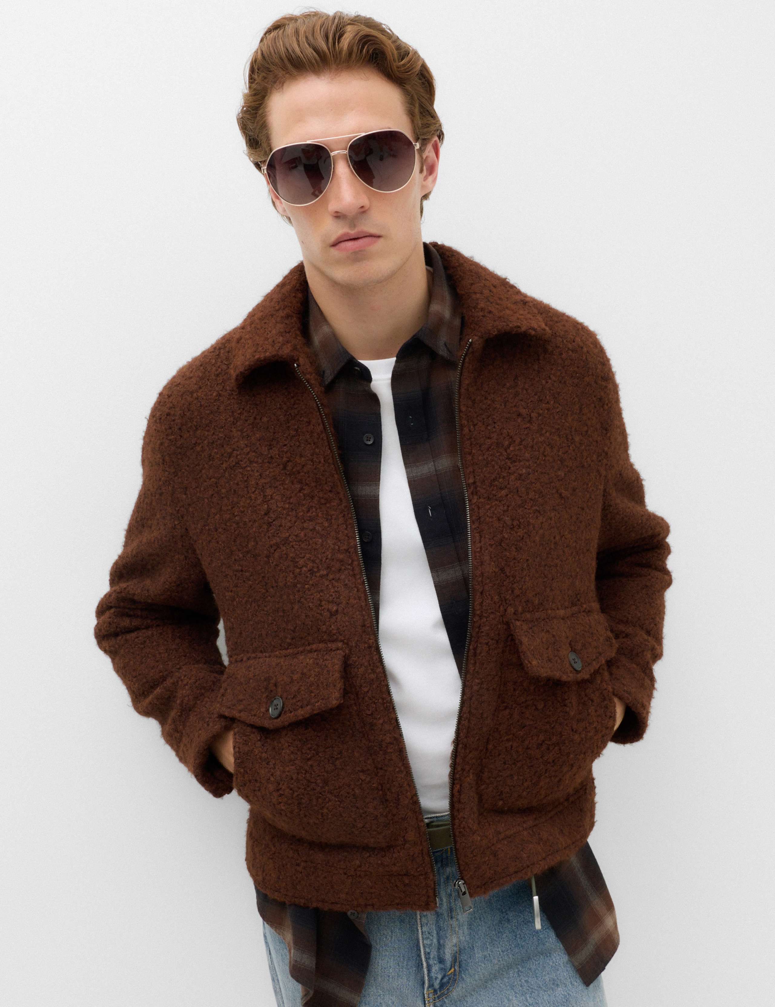 Bouclé Zip Through Jacket