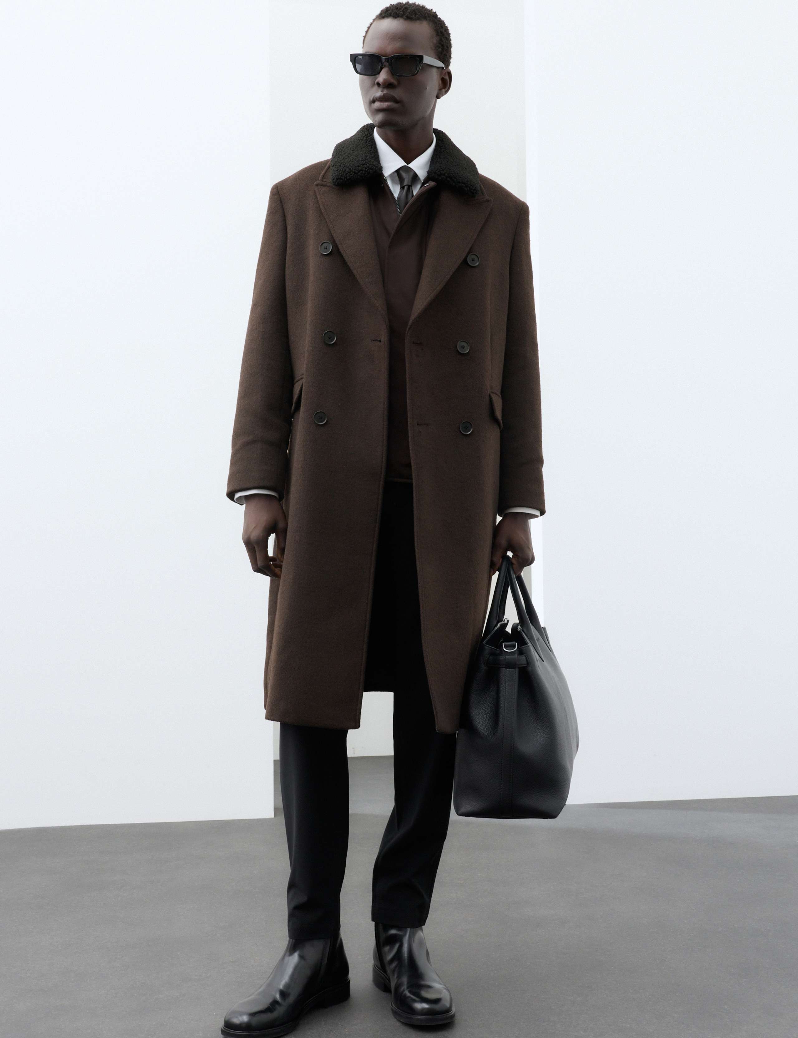 Double Breasted Overcoat with Wool