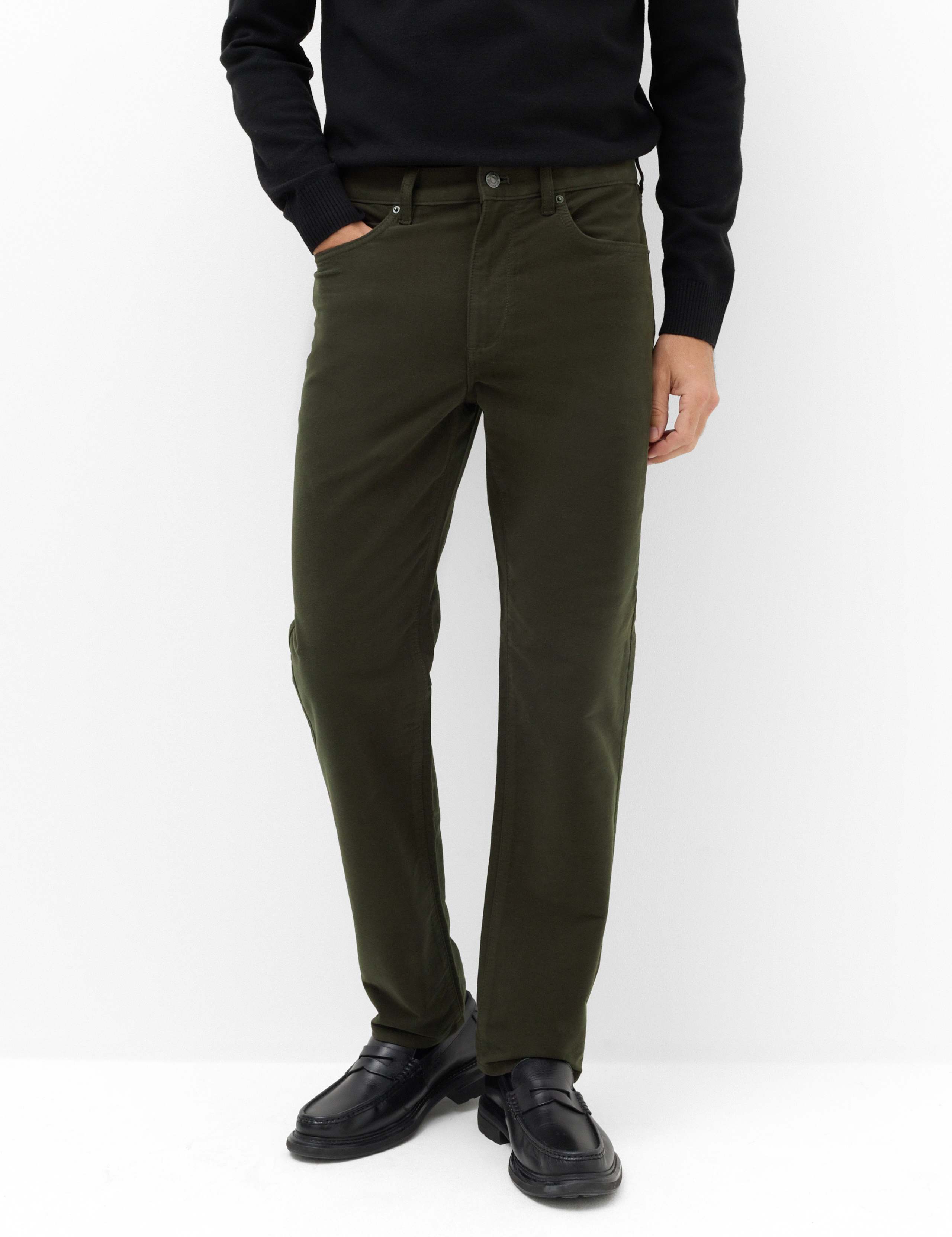 Straight Fit Italian Moleskin 5 Pocket Trousers