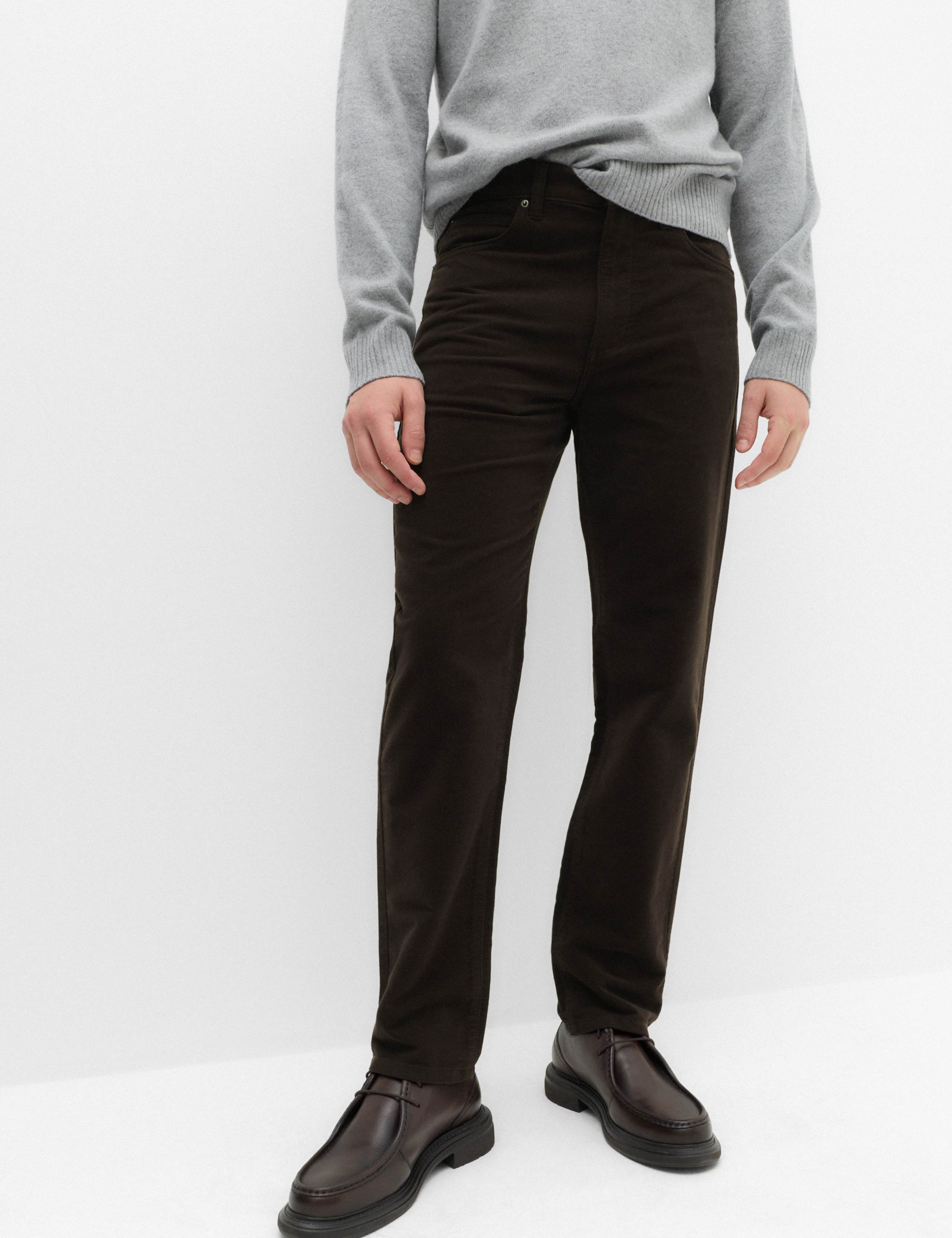 Straight Fit Italian Moleskin 5 Pocket Trousers