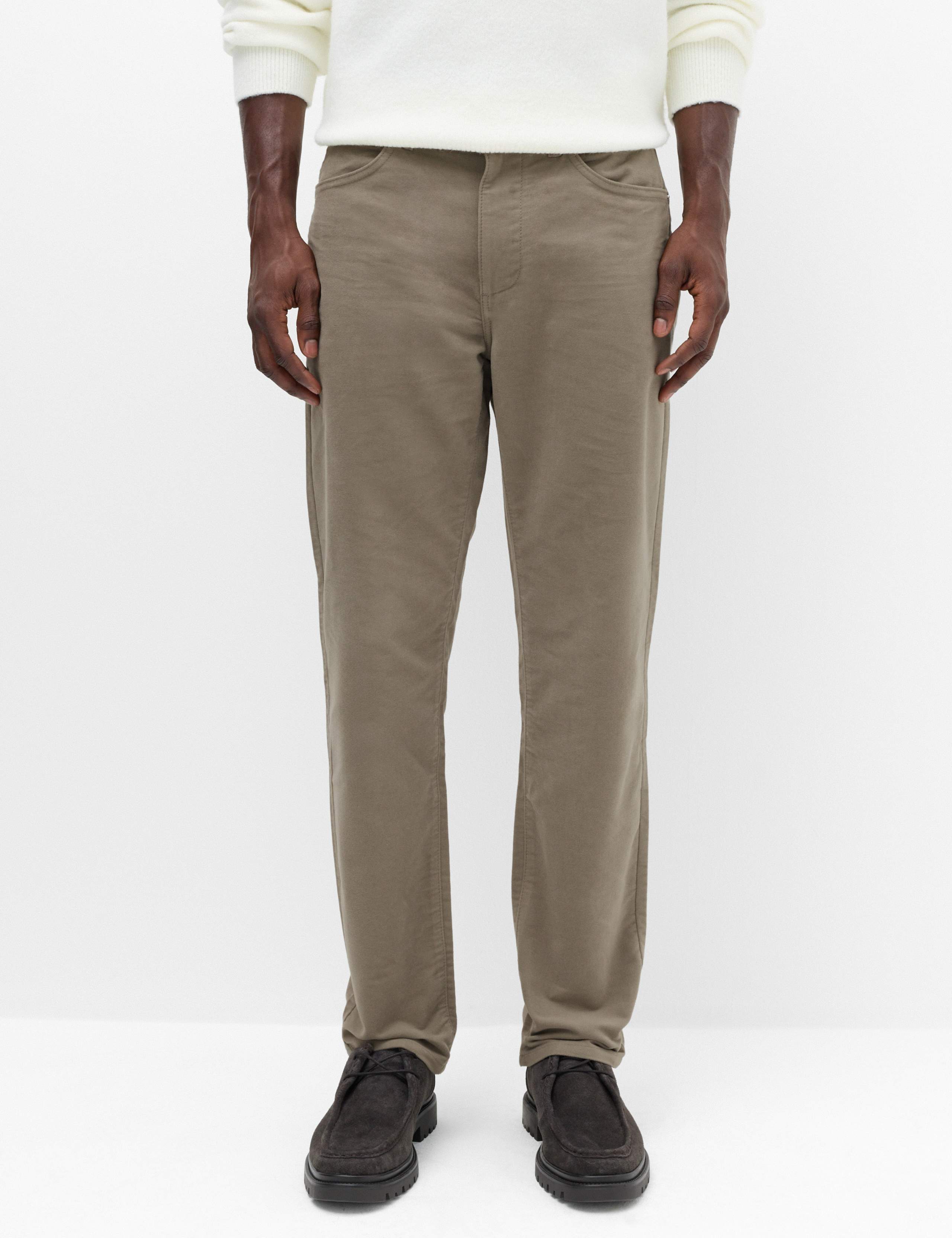 Straight Fit Italian Moleskin 5 Pocket Trousers